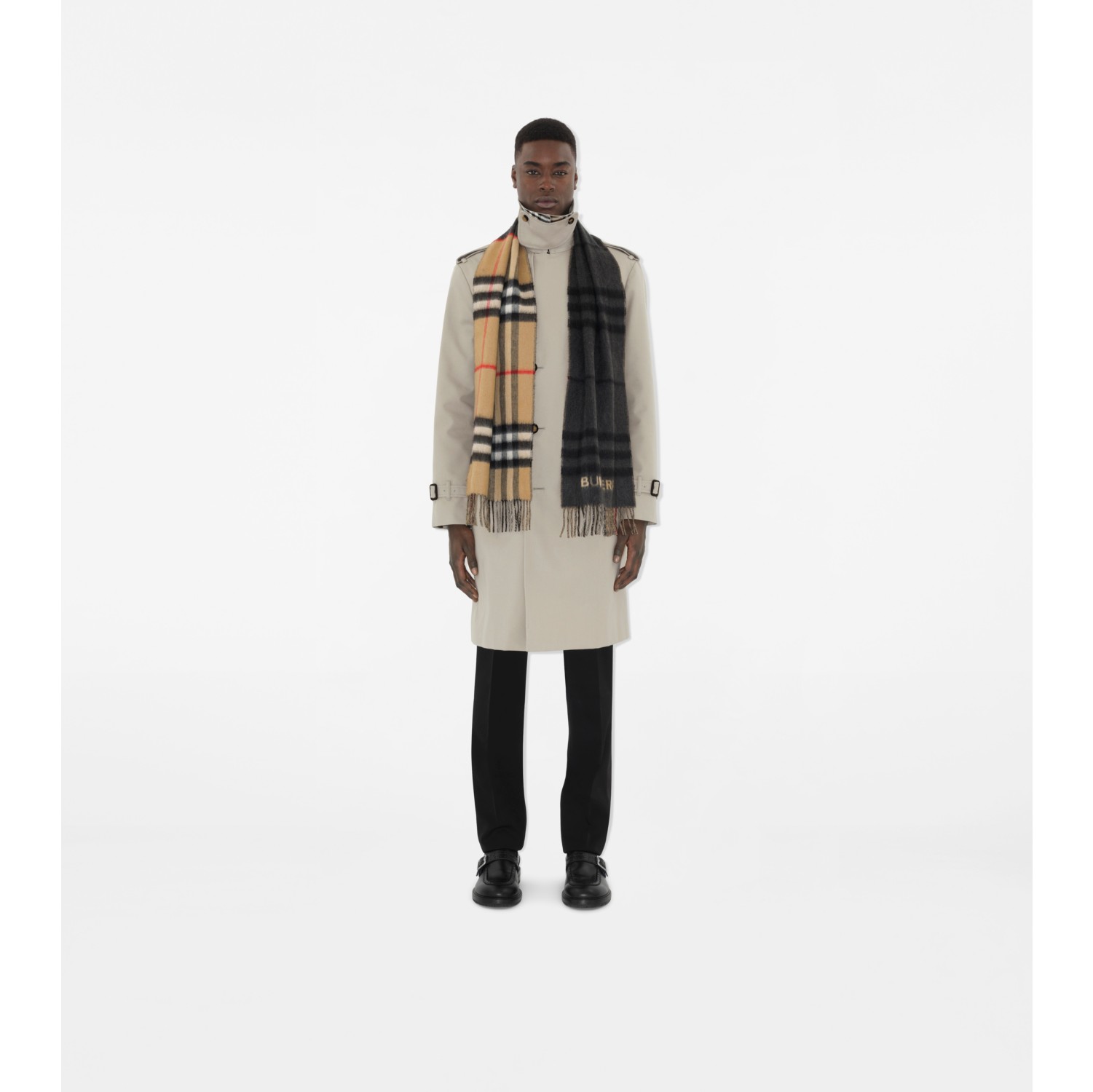 Contrast Check Cashmere Scarf