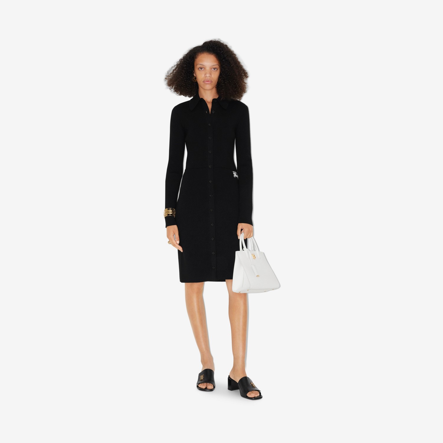 Vestido en lana con EKD (Negro) - Mujer | Burberry® oficial