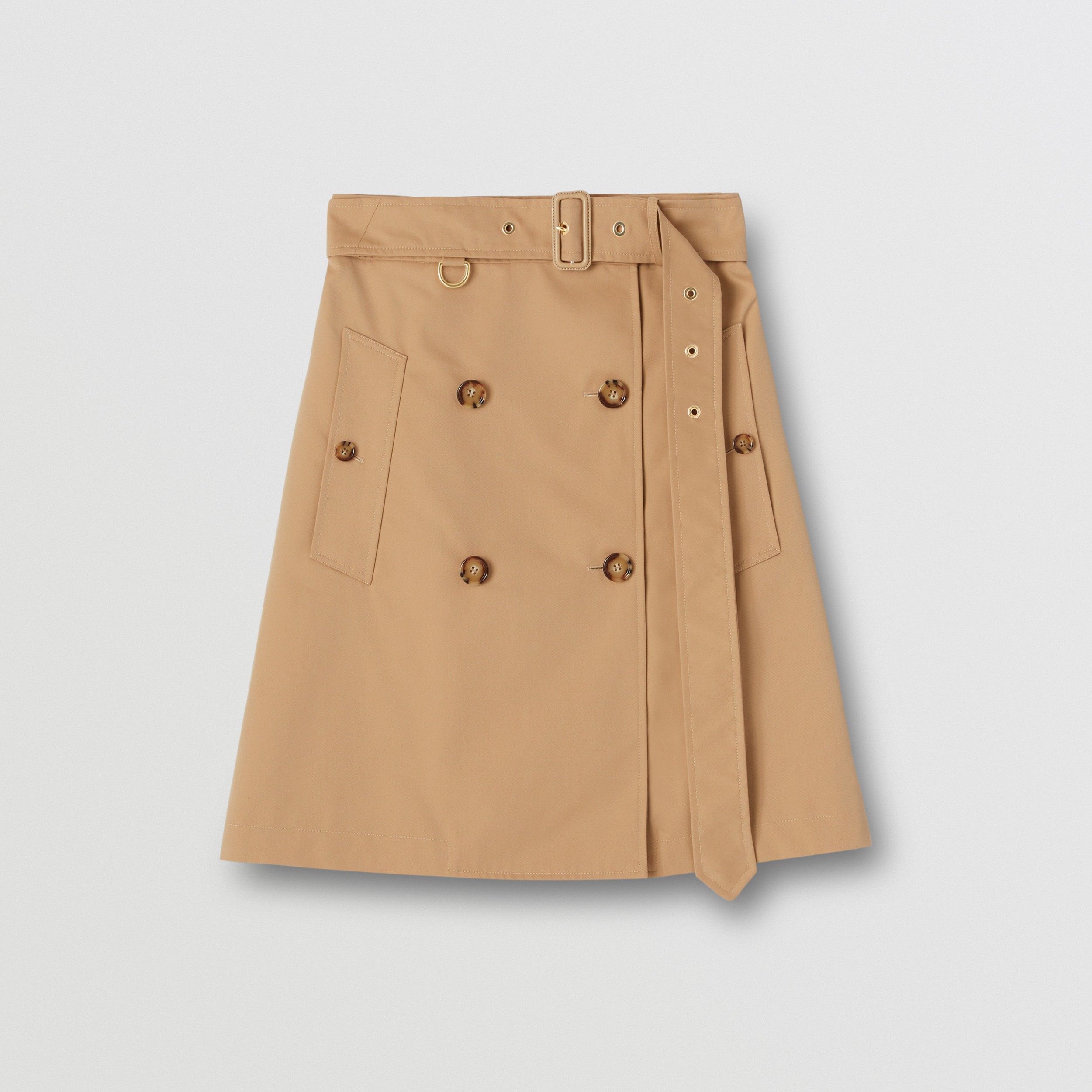Cotton Gabardine Trench Skirt in Honey - Women | Burberry® Official - 4