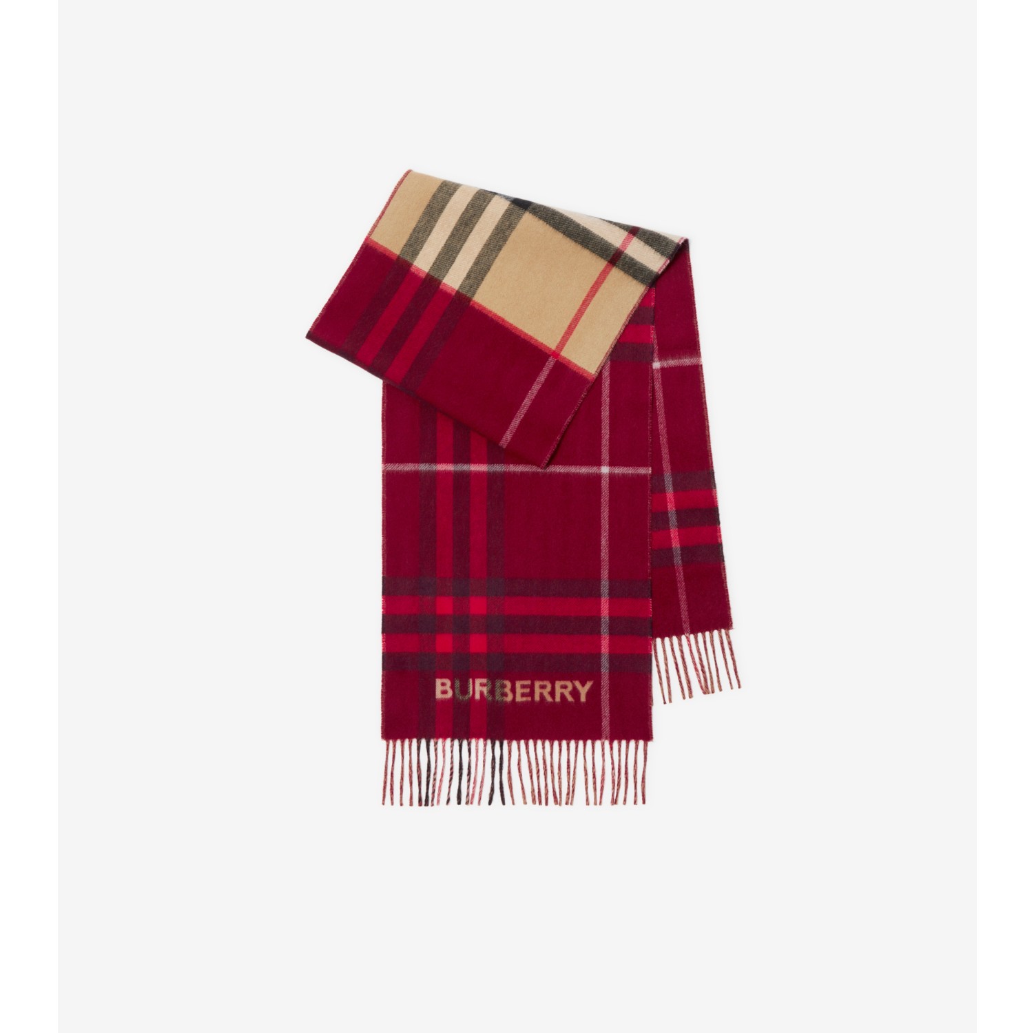 Sciarpa double face Burberry in cashmere con motivo tartan. Uomo 