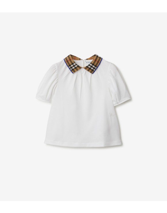 Check Collar Cotton Polo Shirt