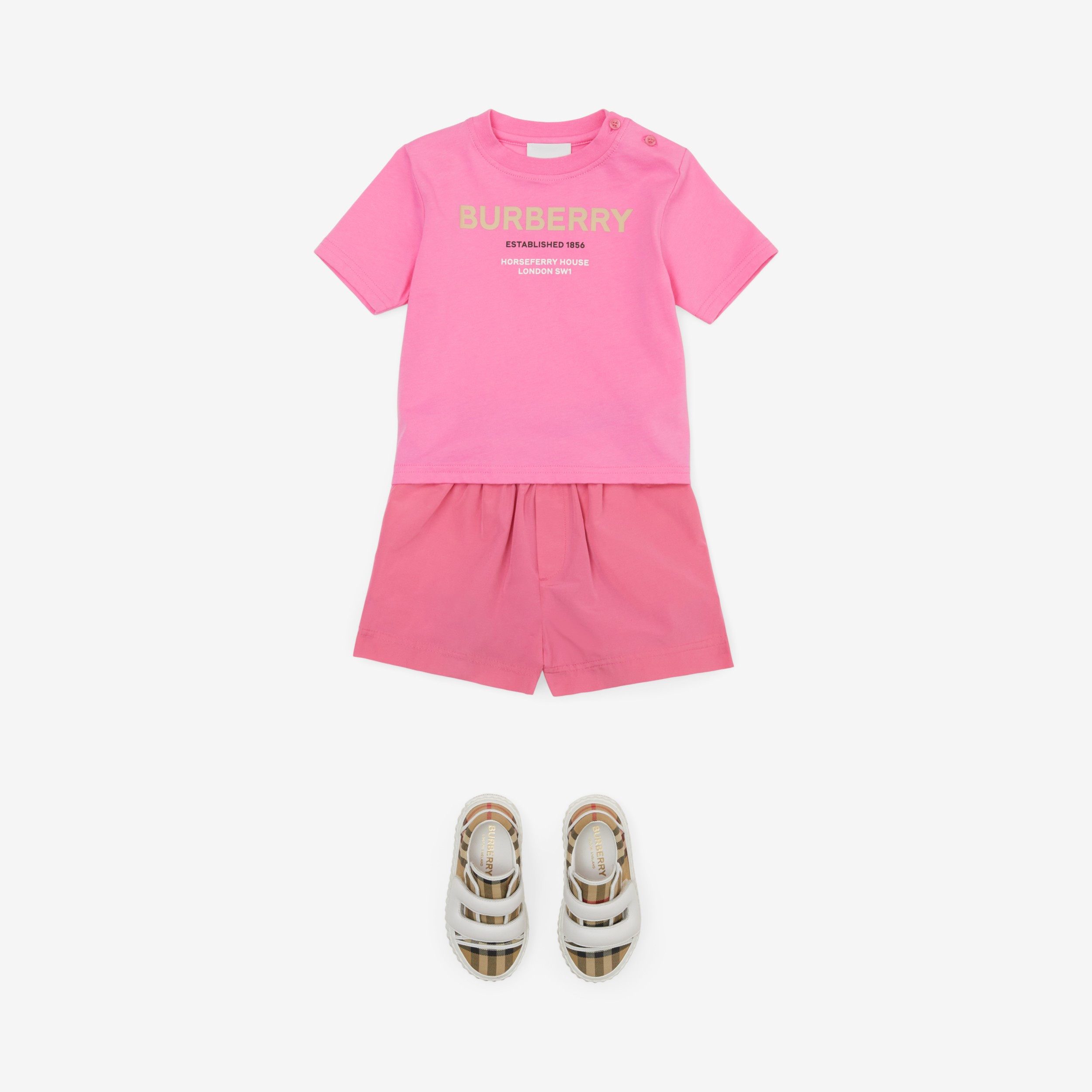 Horseferry Print Cotton T-shirt in Bubblegum Pink - Children | Burberry® Official - 3