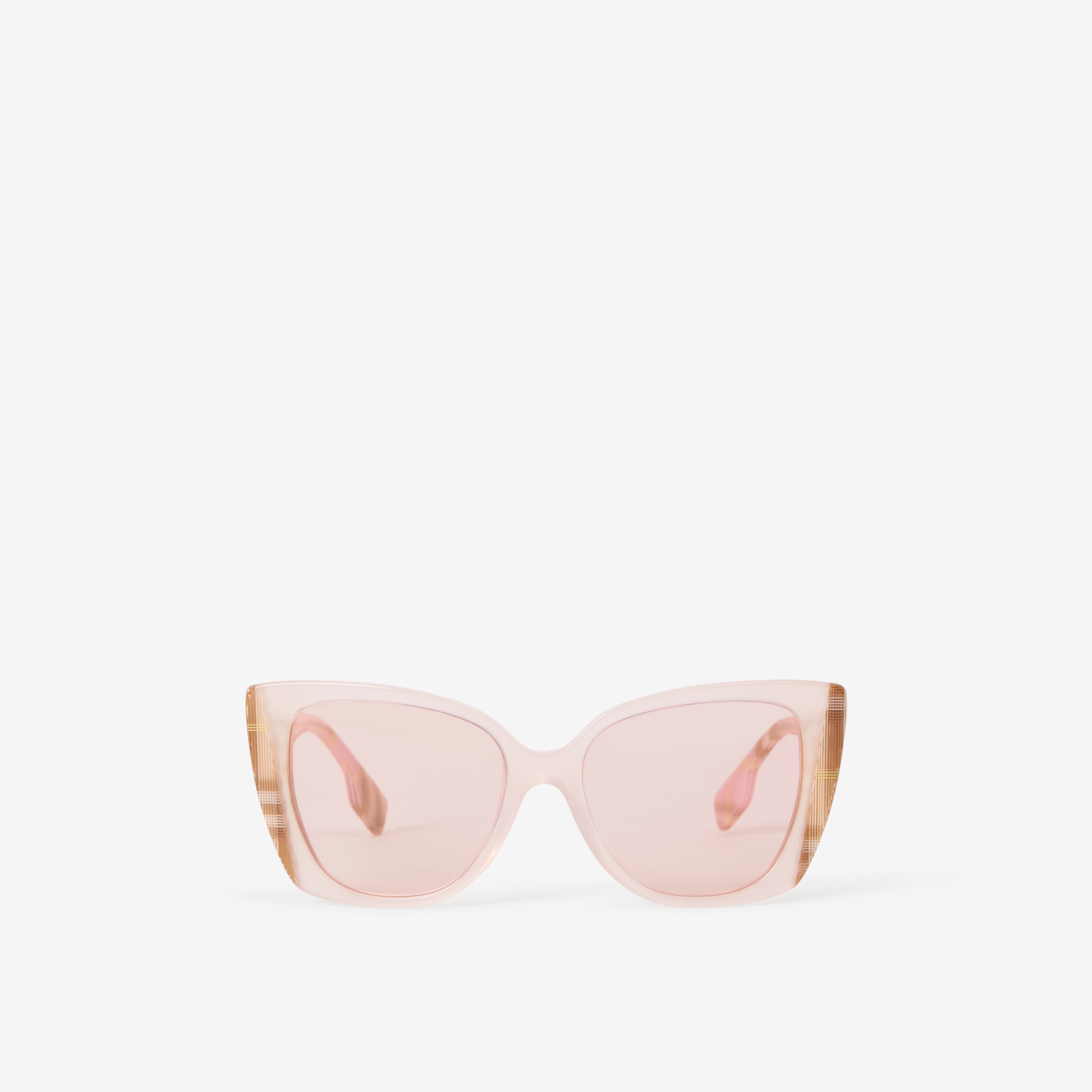 Gafas de sol oversize con montura de ojo de gato y Check (Rosa Pálido) - Mujer | Burberry® oficial - 1