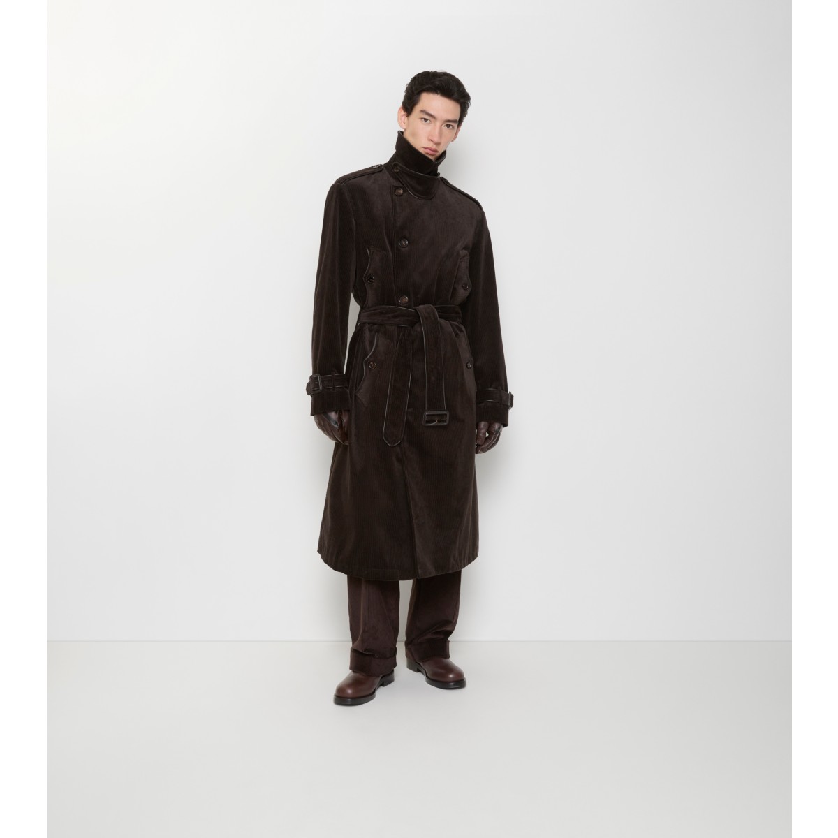  Long Corduroy Trench Coat