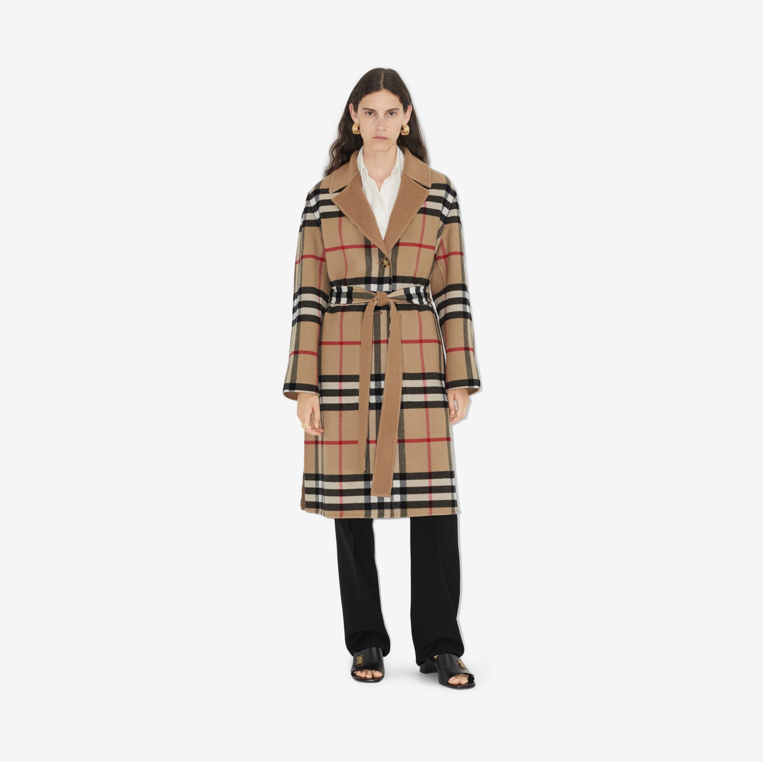 Abrigo reversible en lana Check (Beige Vintage) - Mujer | Burberry® oficial