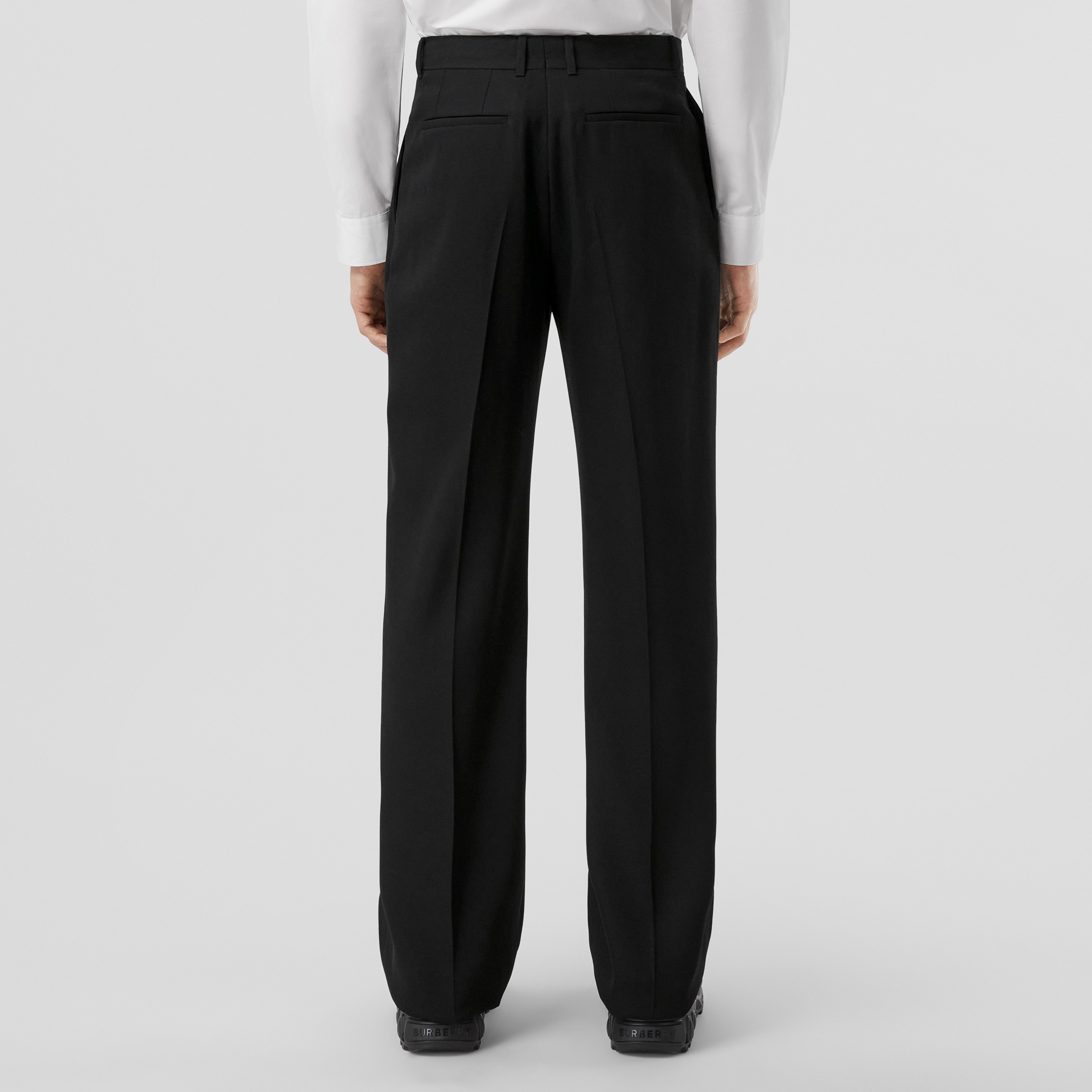 Wide Leg Wool Twill Trousers in Black - Men | Burberry® Official - 3