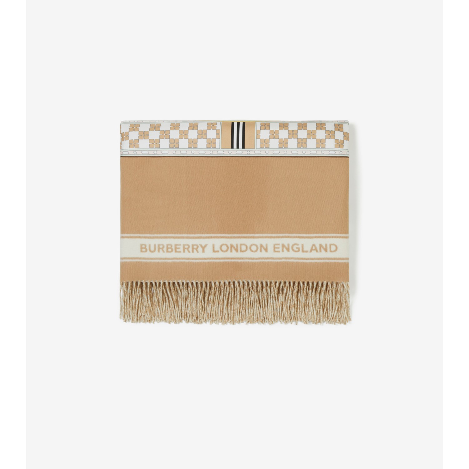 Clock Print Cashmere Wool Blanket in Camel - Women | Burberry® Official