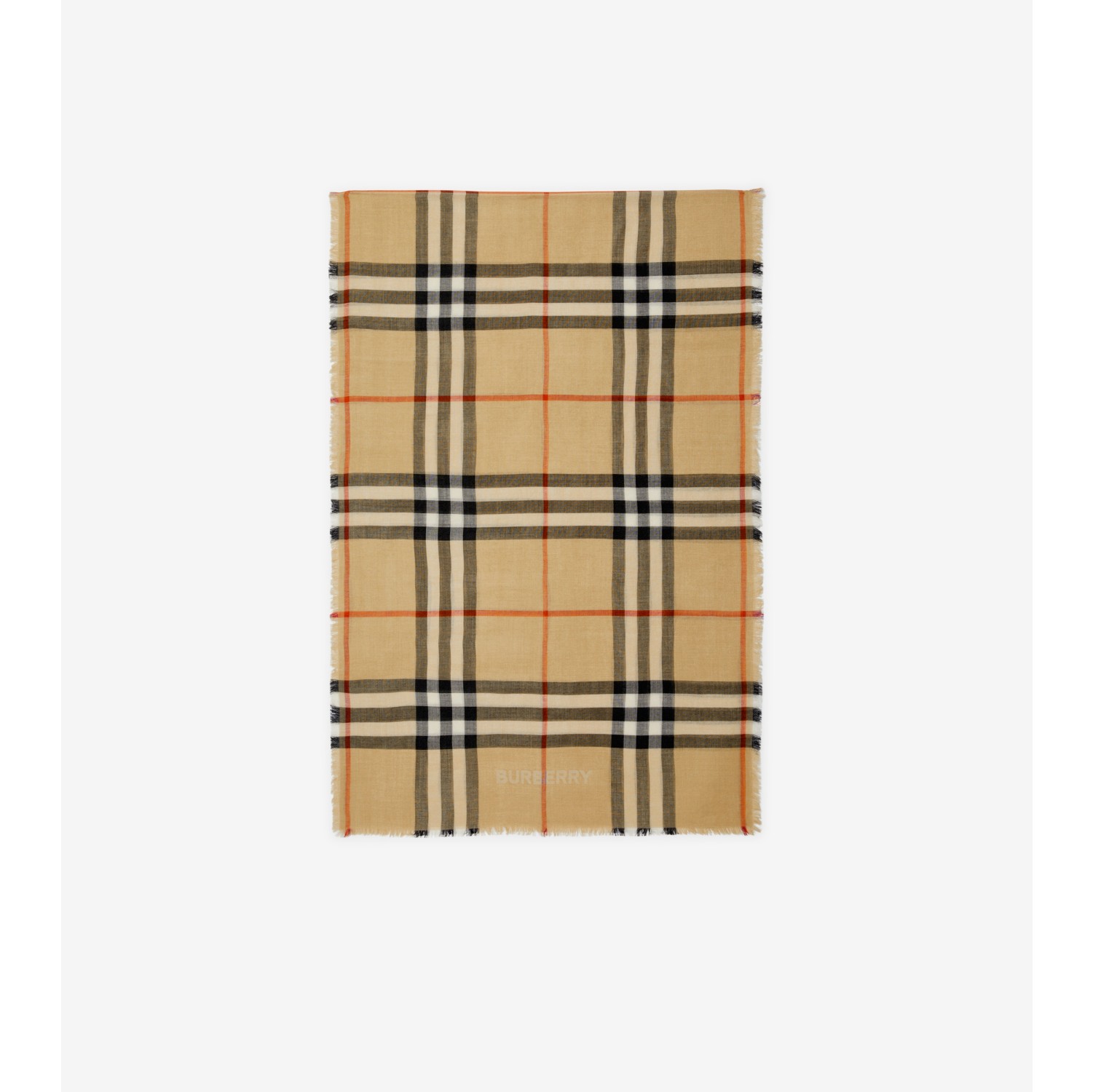 Reversible Check Wool Silk Scarf