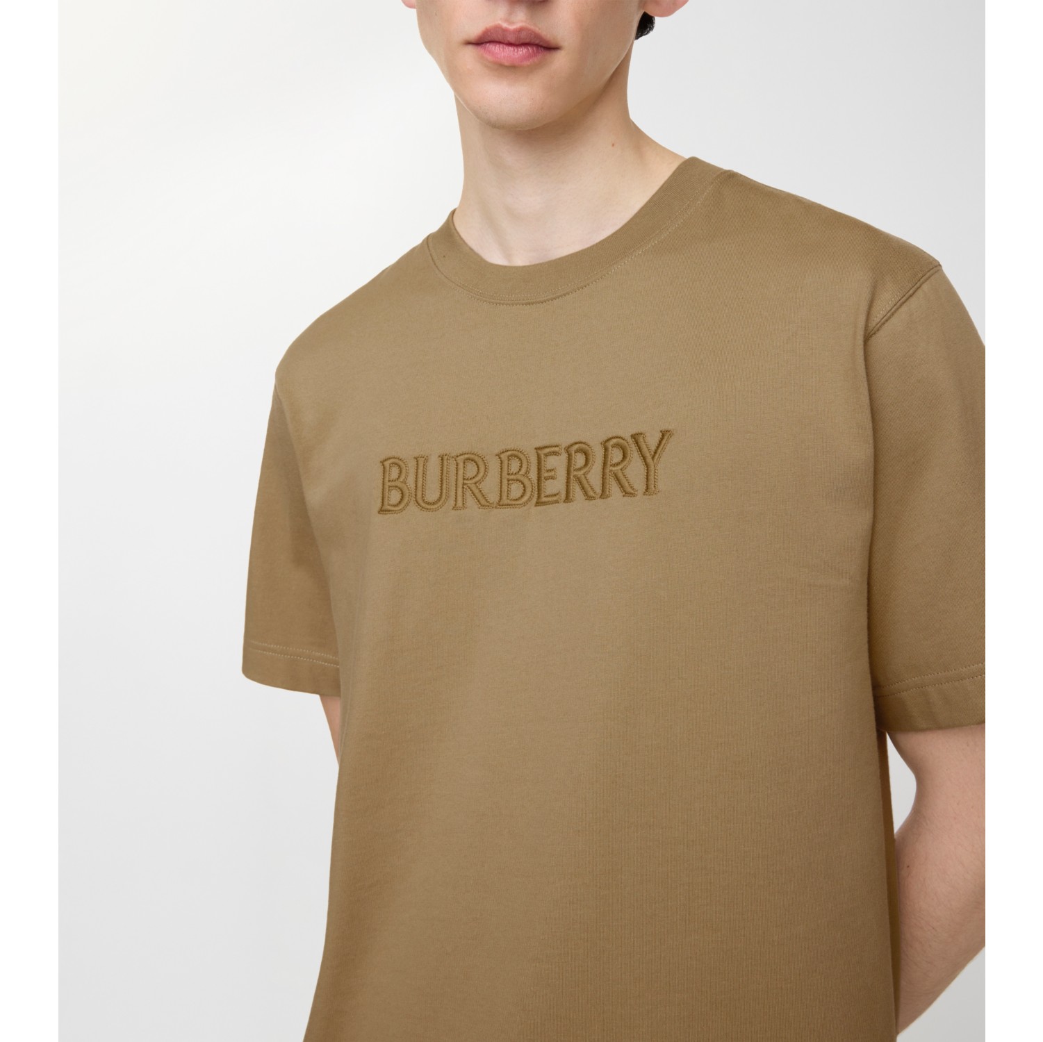 Logo Cotton T-shirt in Sparrow beige - Men | Burberry® Official