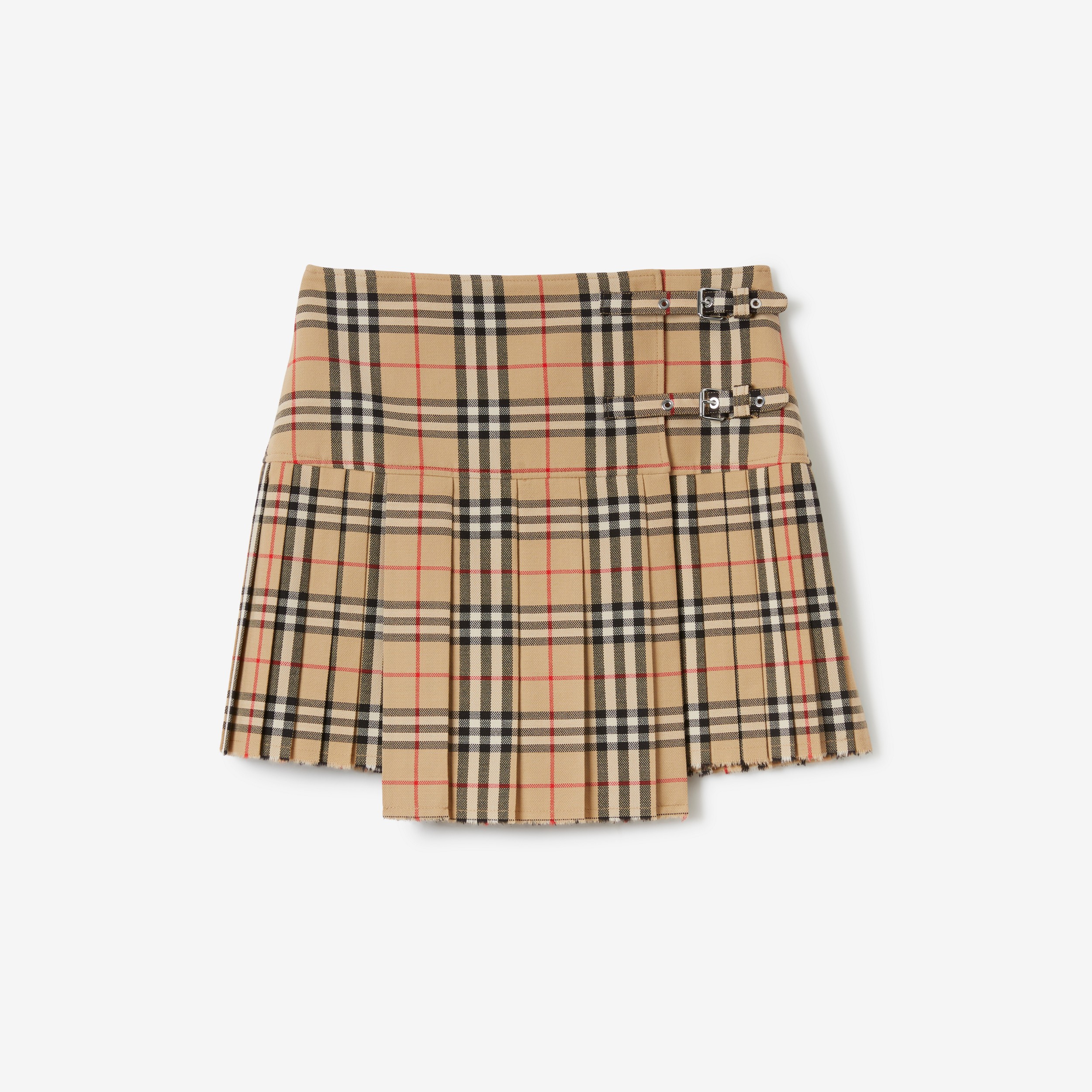 Vintage Check Wool Kilt in Archive Beige - Women | Burberry® Official - 1