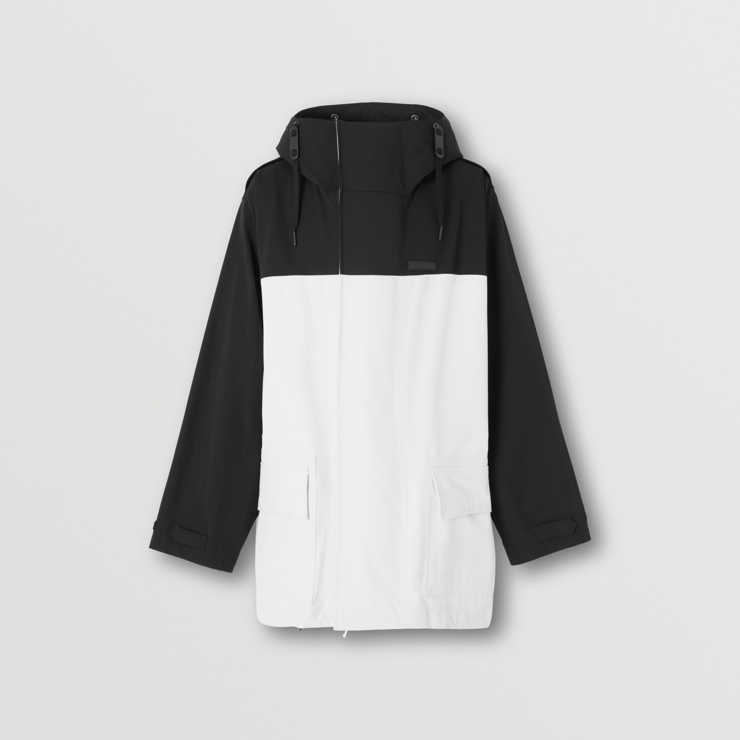 Jaqueta oversize em dois tons com capuz e estampa de logotipo (Branco) - Homens | Burberry® oficial - 4