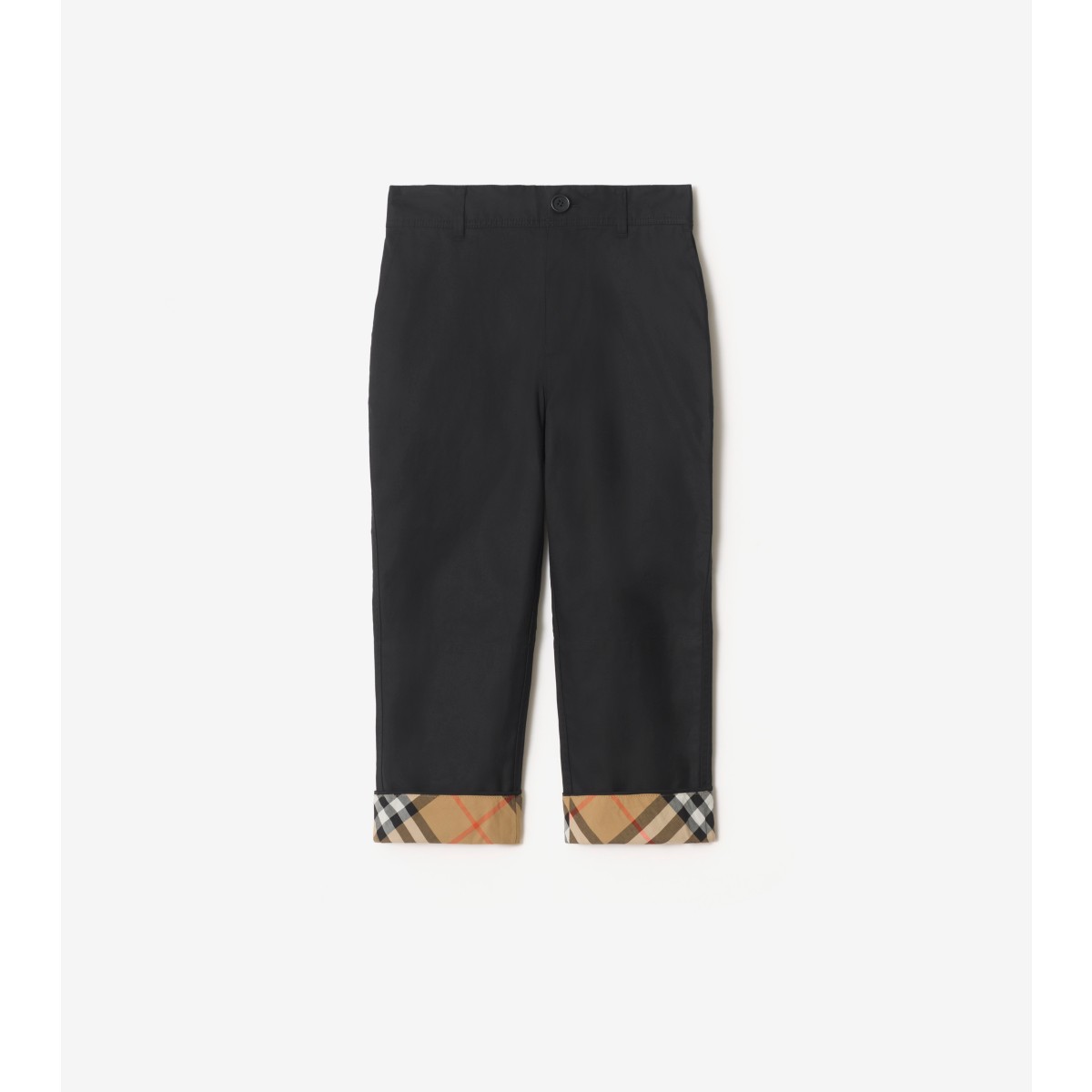  Check Turn-up Cotton Trousers
