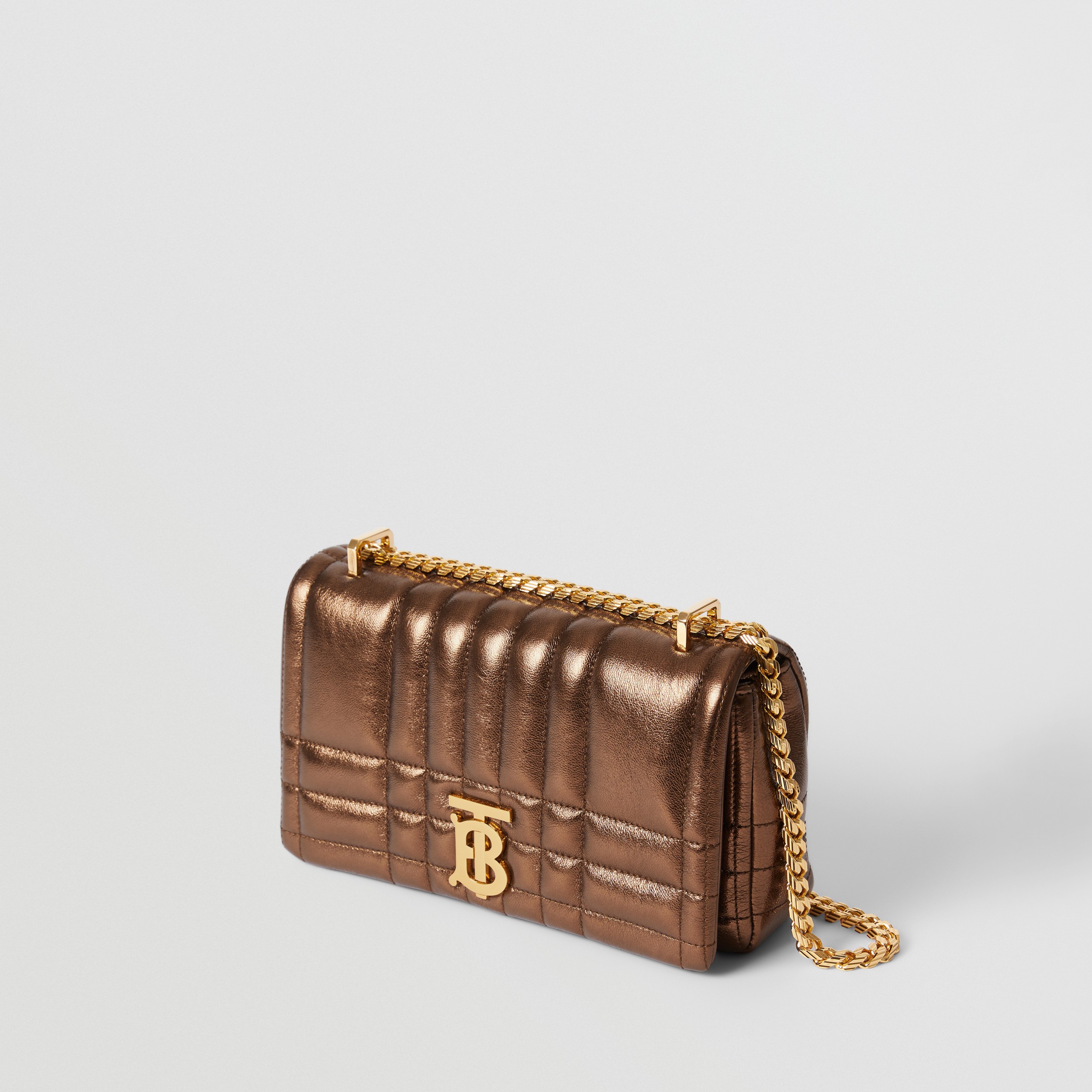 Small Metallic Quilted Leather Lola Bag in Bronze - Women | Burberry® Official - 4
