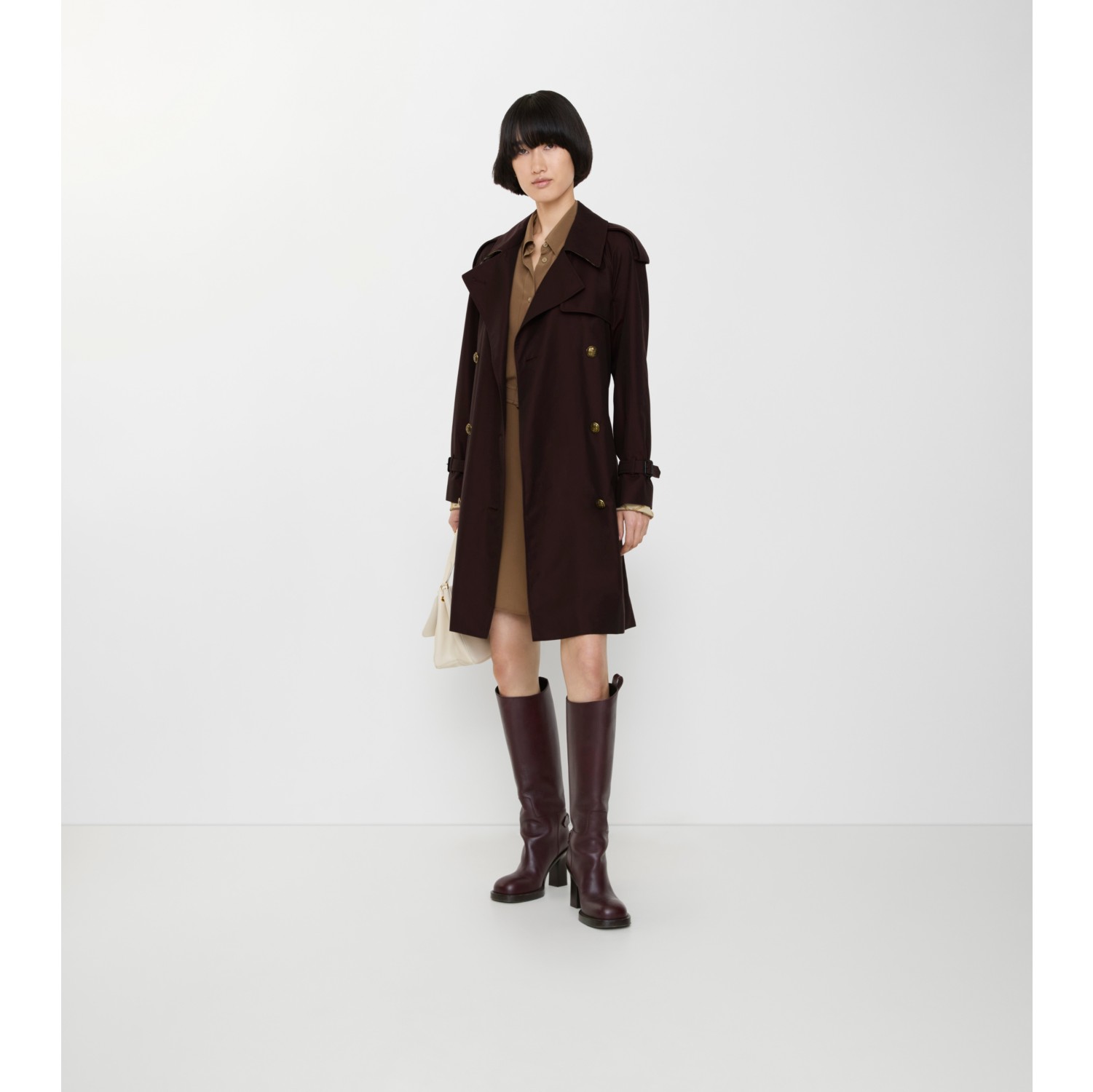 Mid-length Gabardine Castleford Trench Coat in Mahogany red - Women, Cotton Gabardine | Burberry® Official