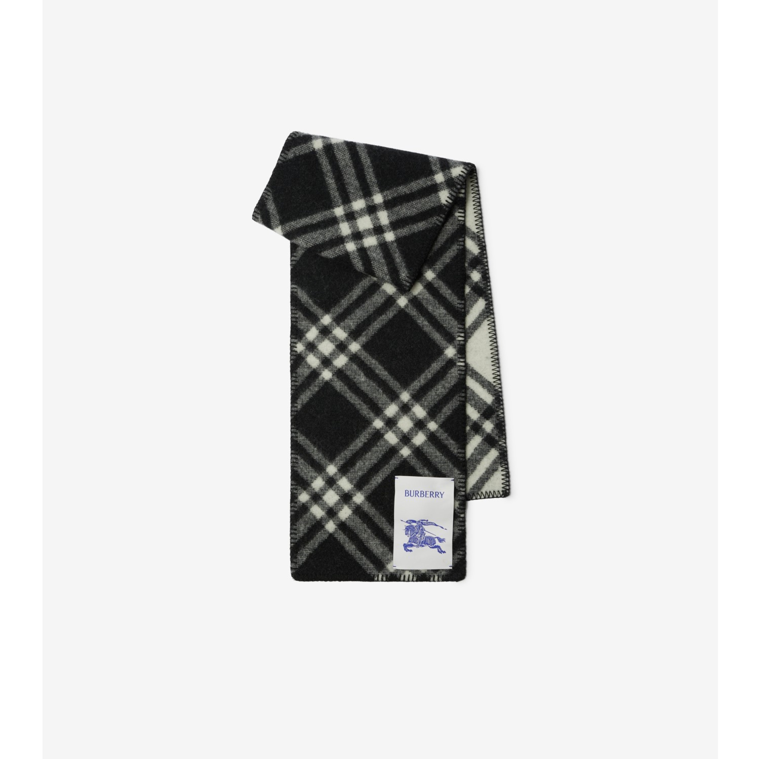 Check Wool Scarf in Black Burberry Official