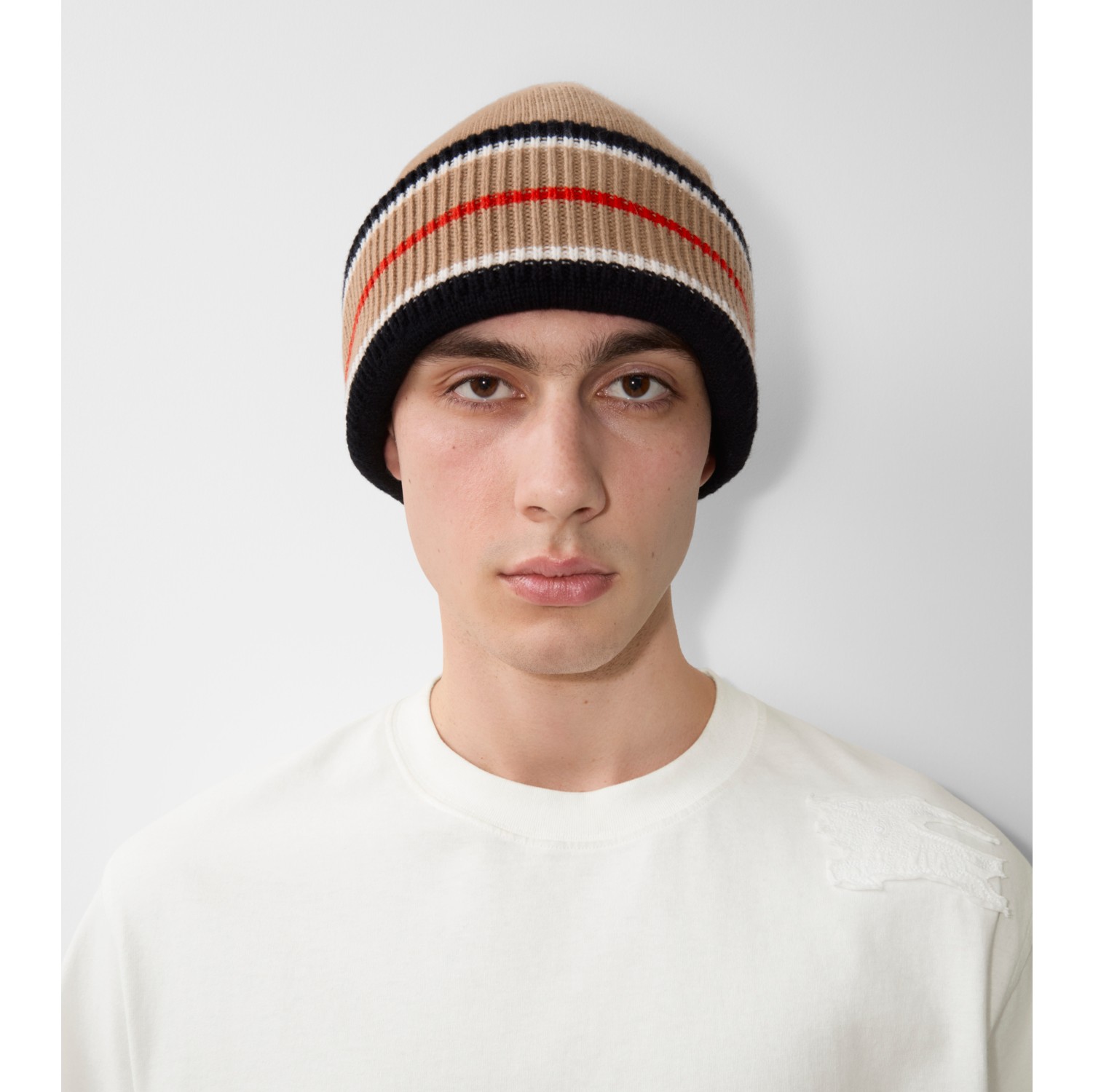 Reversible Icon Stripe Cashmere Cotton Beanie