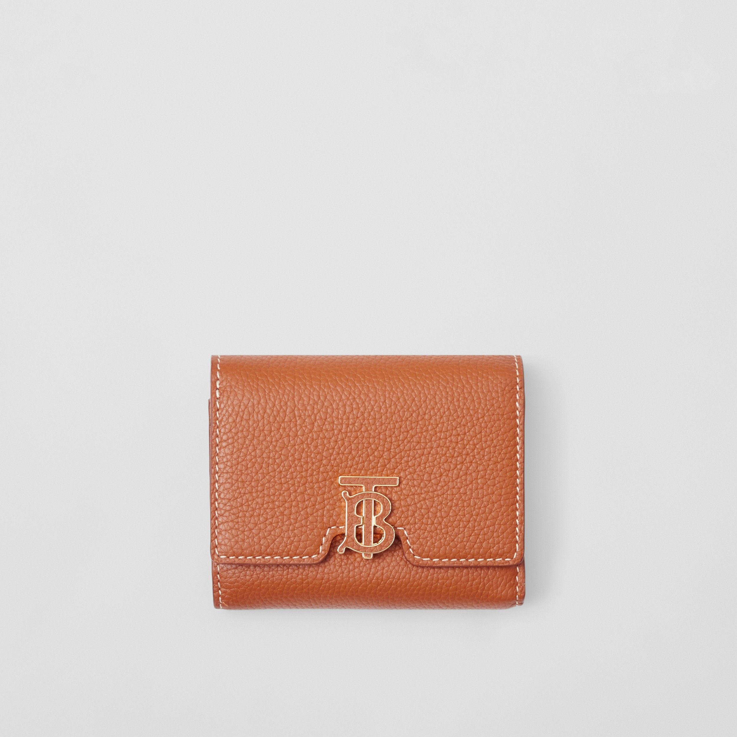 Складной бумажник из зернистой кожи с монограммой (Теплый Красно-коричневый) - Для женщин | Официальный сайт Burberry® - 1