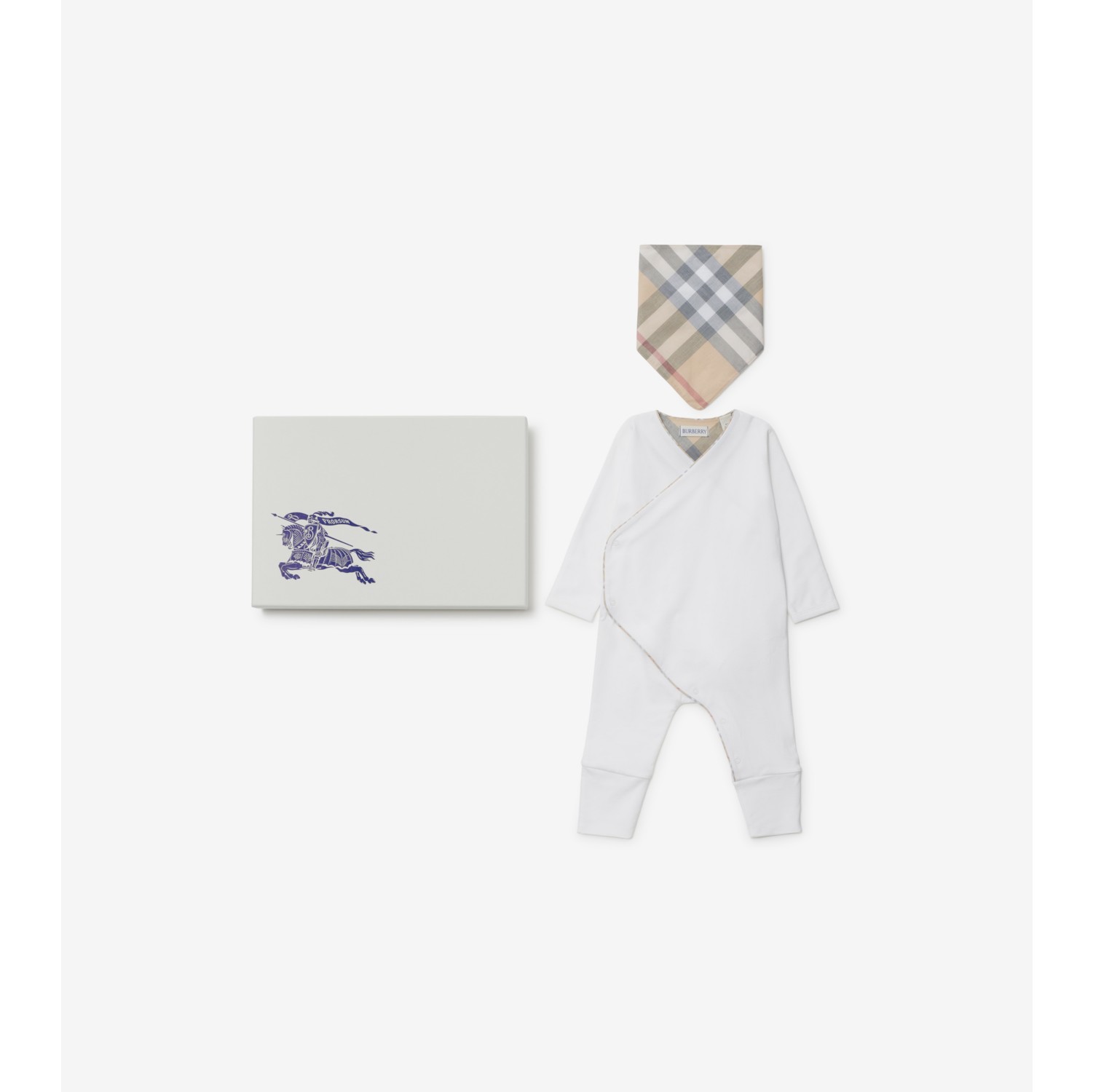 Cotton Two piece Baby Gift Set in White Children Burberry Official