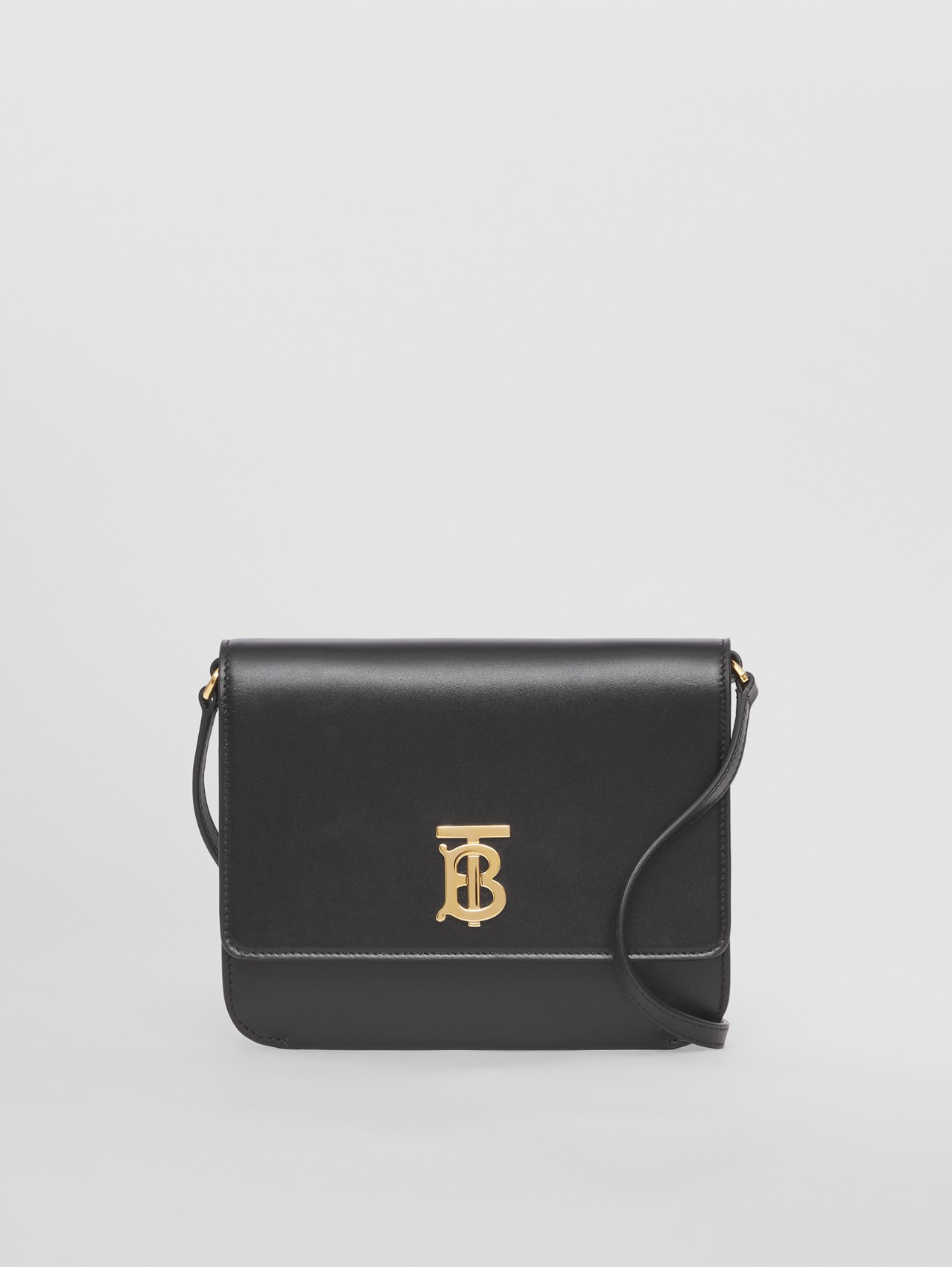 Mini Leather Flat TB Bag in Black