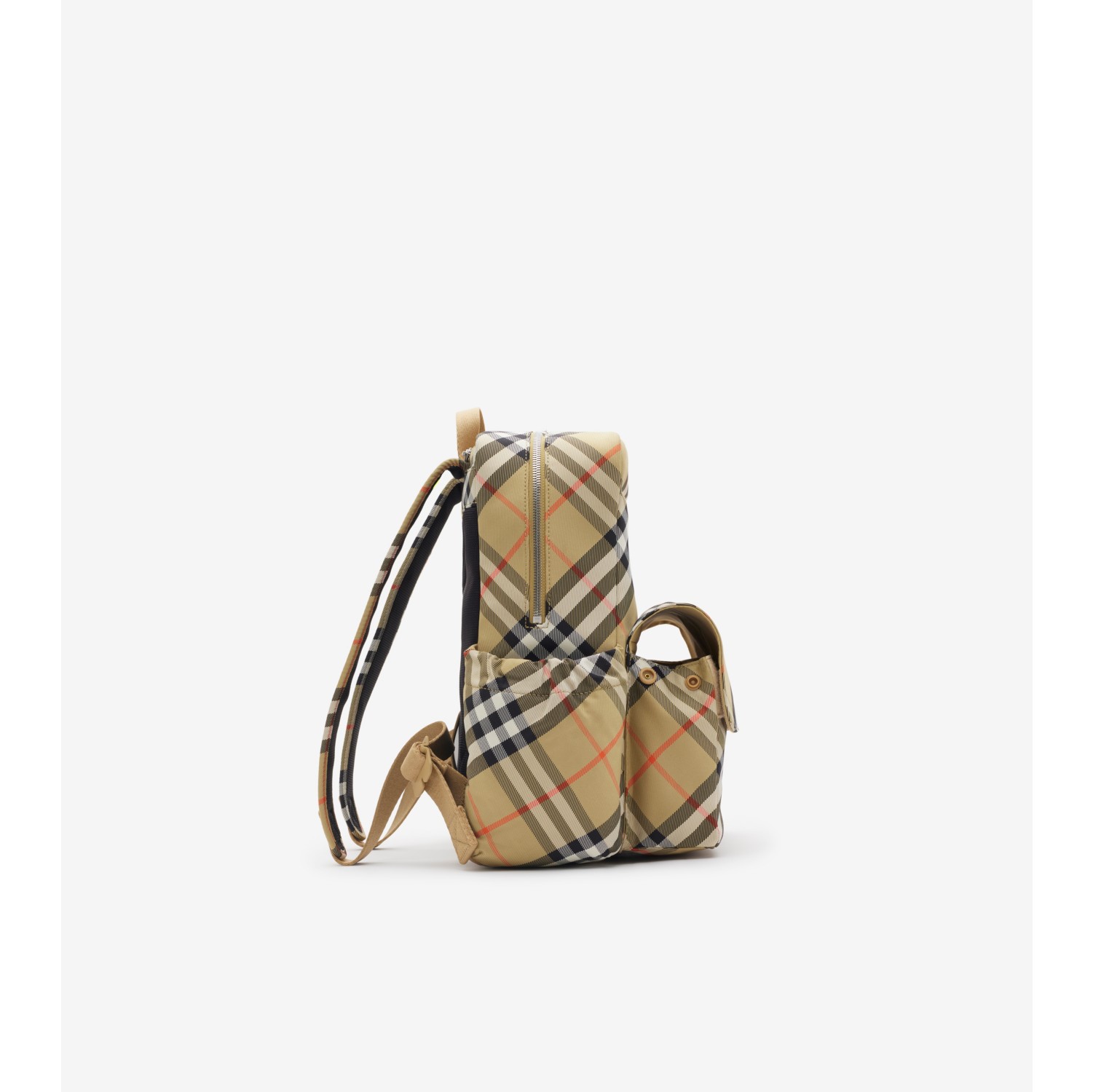 Check Nylon Backpack in Sand Children Burberry Official