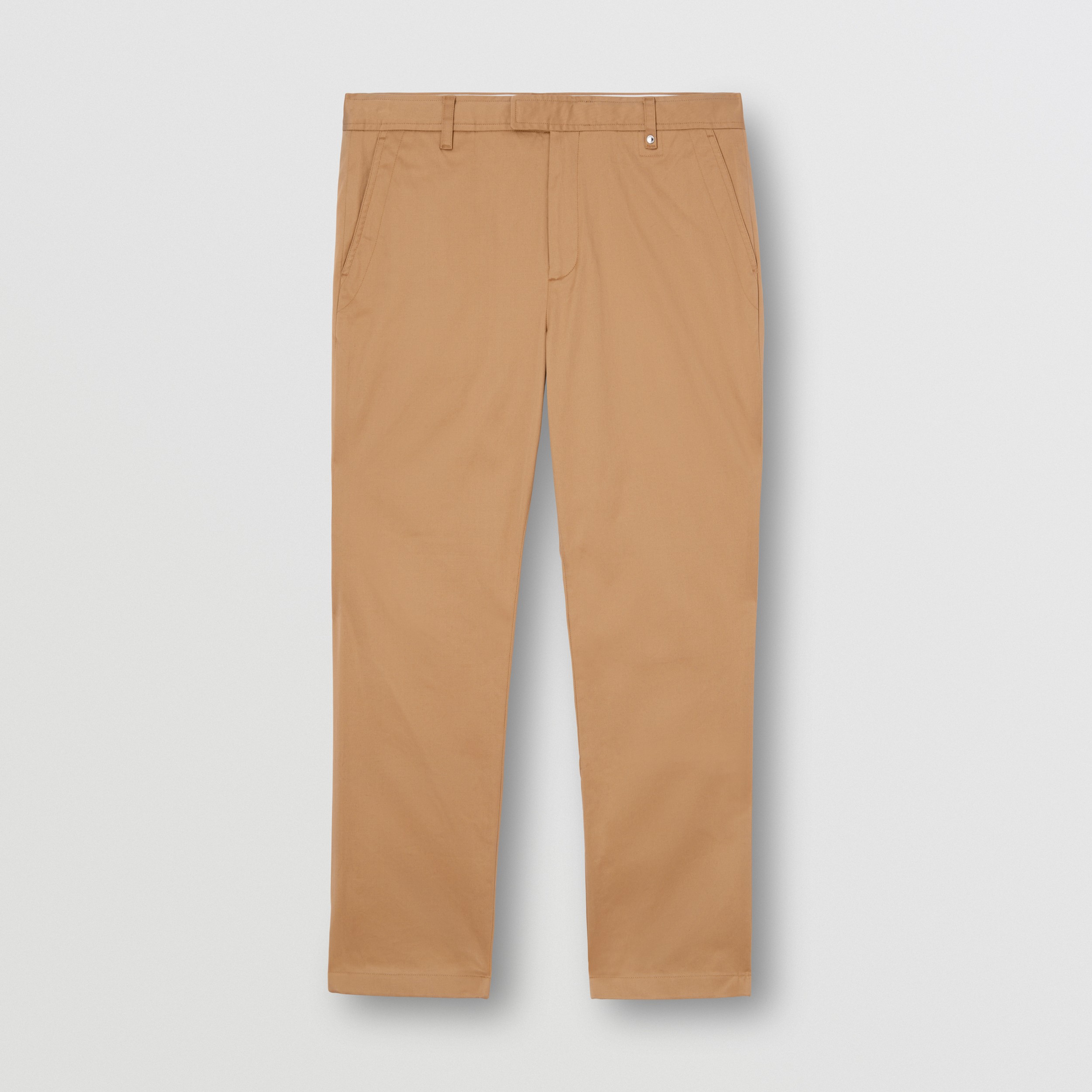 Slim Fit Monogram Motif Stretch Cotton Chinos in Camel - Men | Burberry® Official - 1
