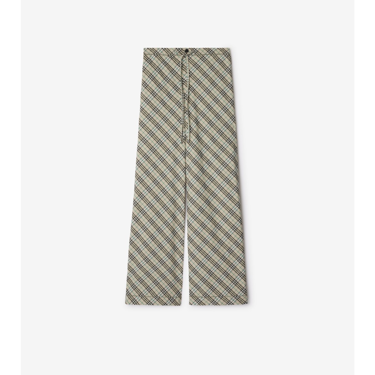 Burberry Cotton Pants Checked Pattern Trousers In Husk
