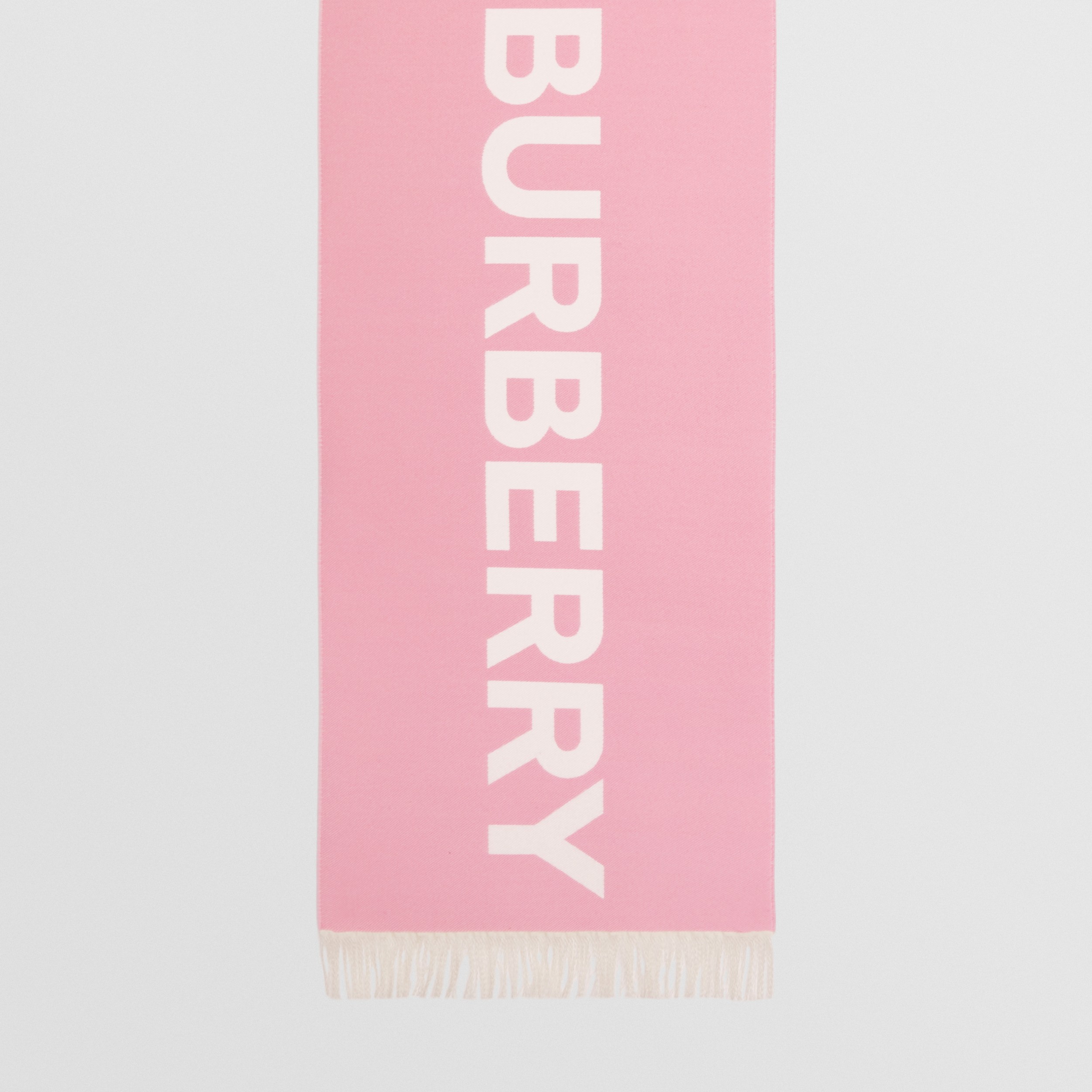 Slogan Wool Silk Jacquard Scarf in Pale Pink | Burberry® Official - 4