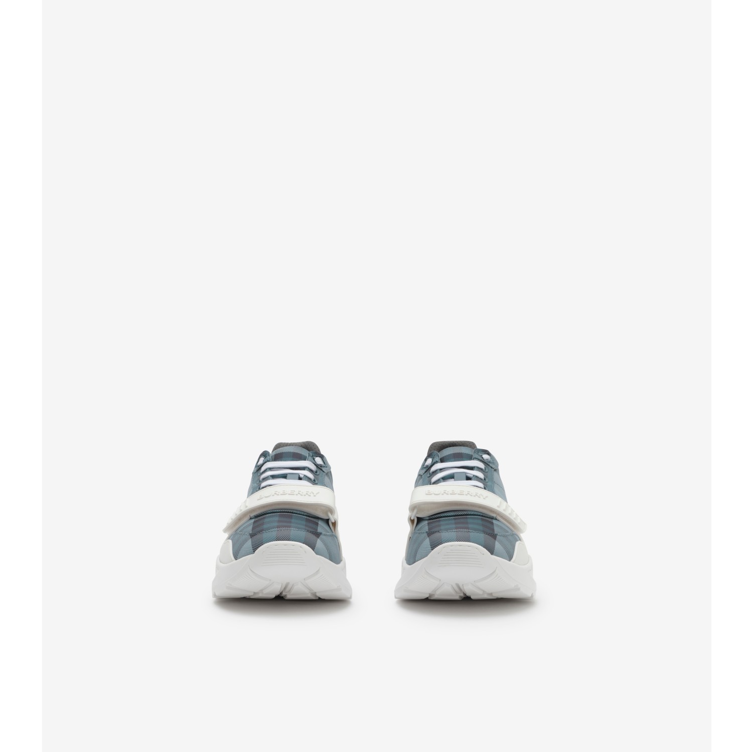 Check and Leather Sneakers