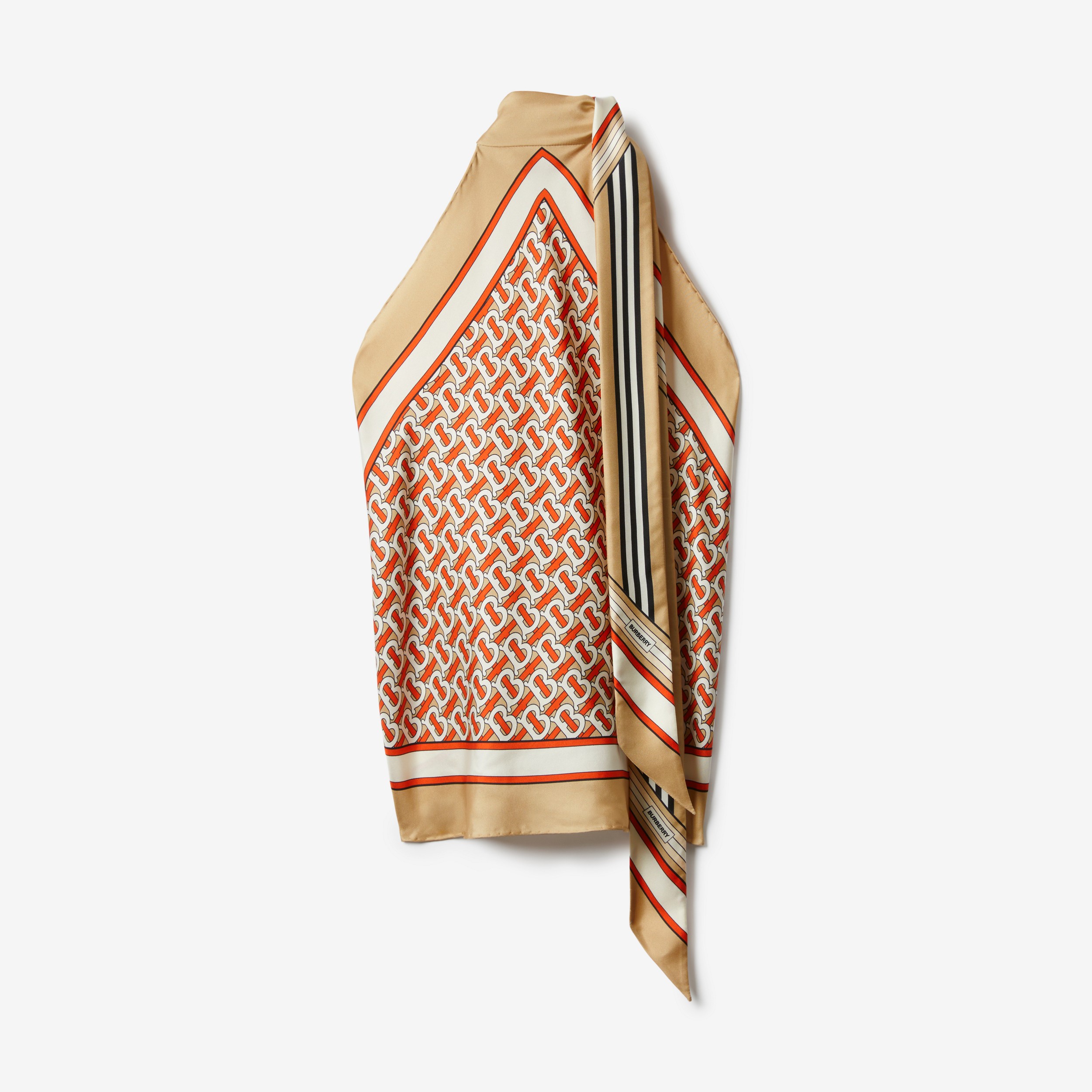 Montage Print Silk Scarf Top in Vermilion - Women | Burberry® Official - 1
