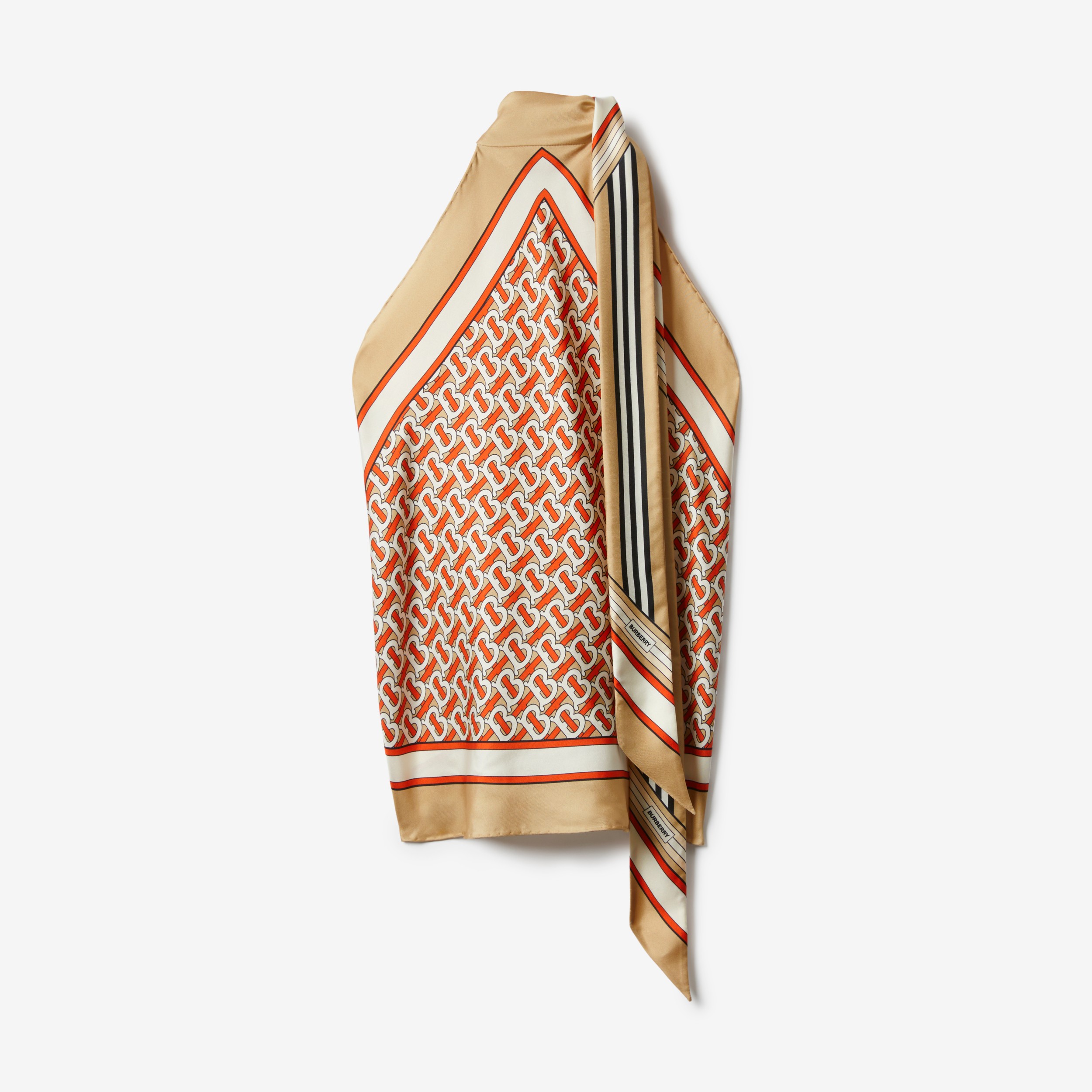 Montage Print Silk Scarf Top in Vermilion - Women | Burberry® Official