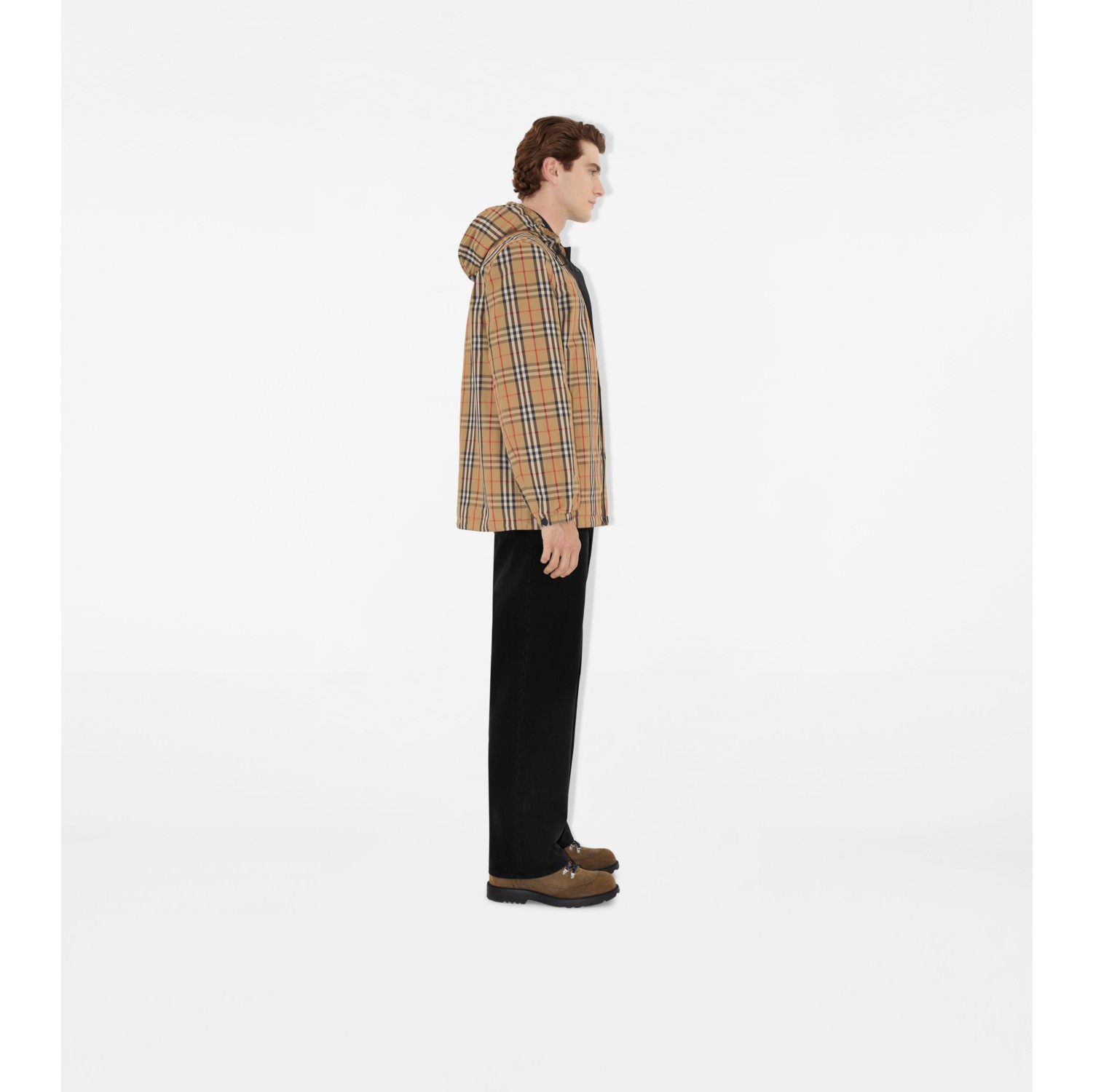 Veste réversible à capuche en nylon Check