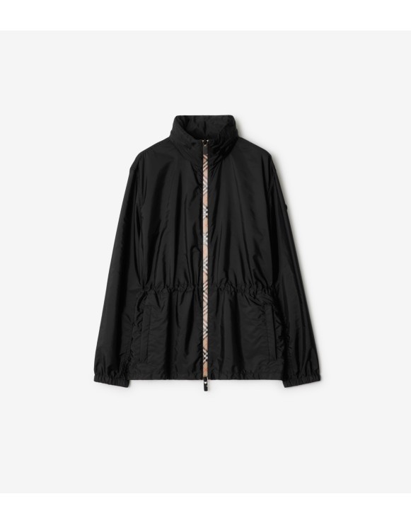 Parka courte en nylon avec bande Check