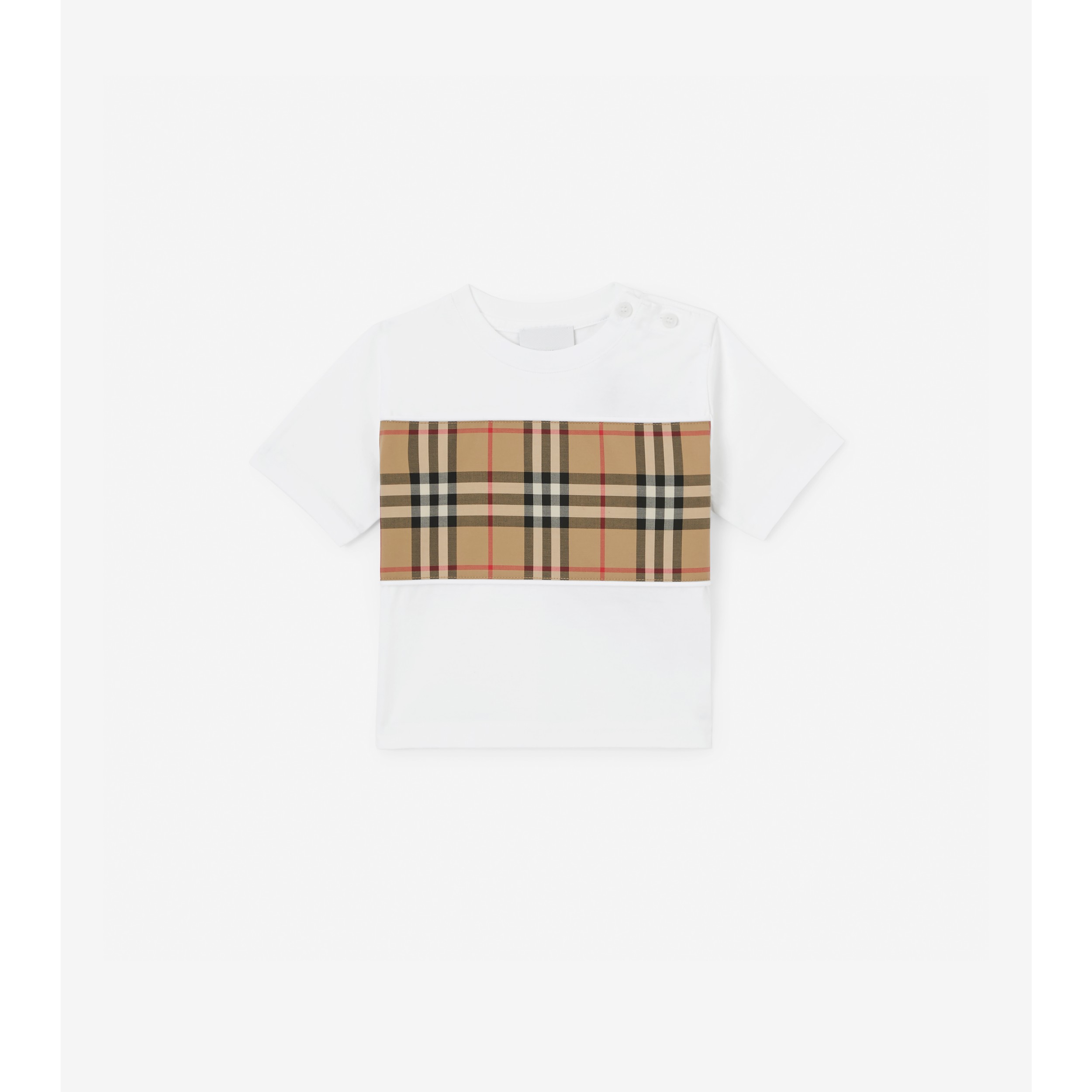 Vintage Check Panel Cotton T shirt in White Burberry Official