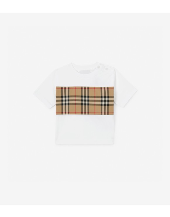 Baumwoll-T-Shirt mit Vintage Check-Panel