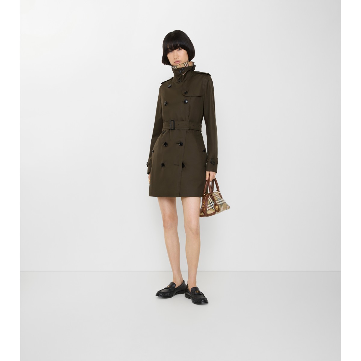  Check Short Tropical Gabardine Kensington Trench Coat