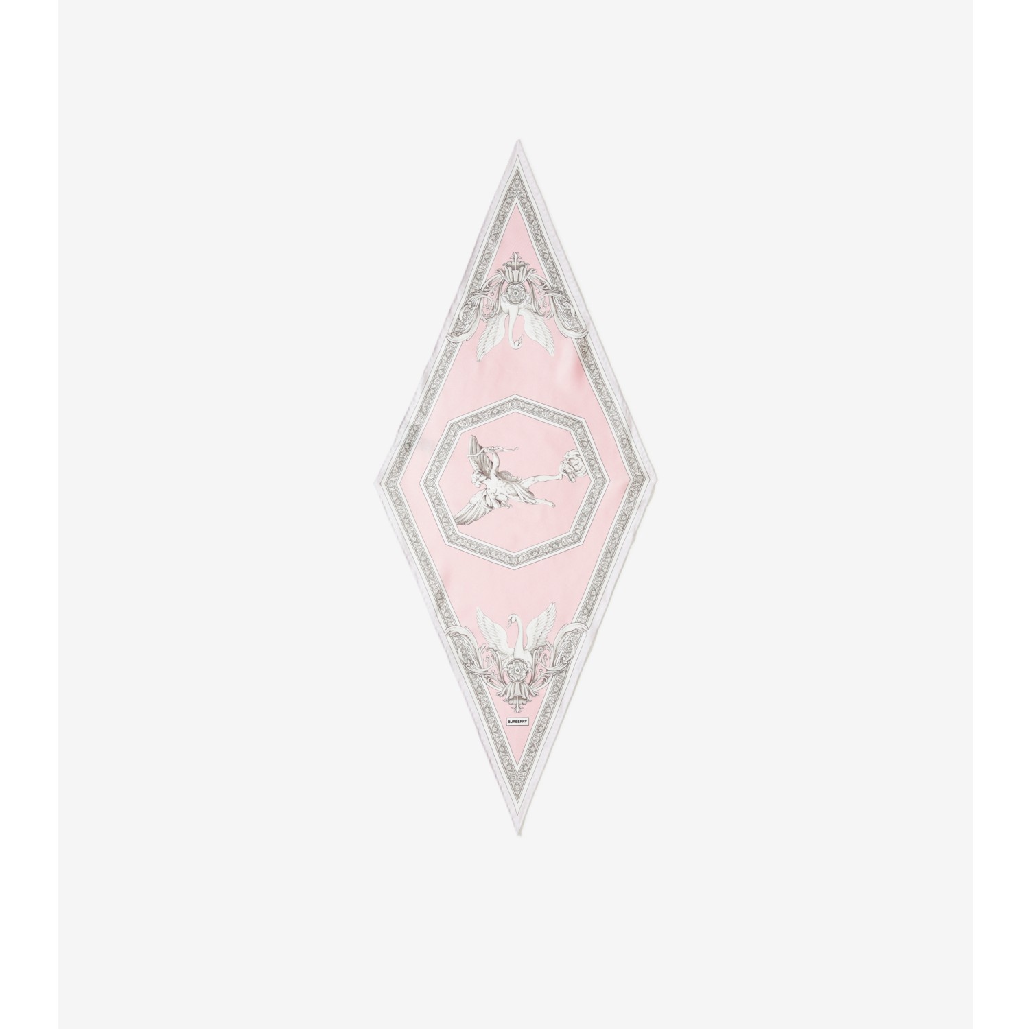 Statue Print Silk Diamond-shaped Scarf in Alabaster Pink