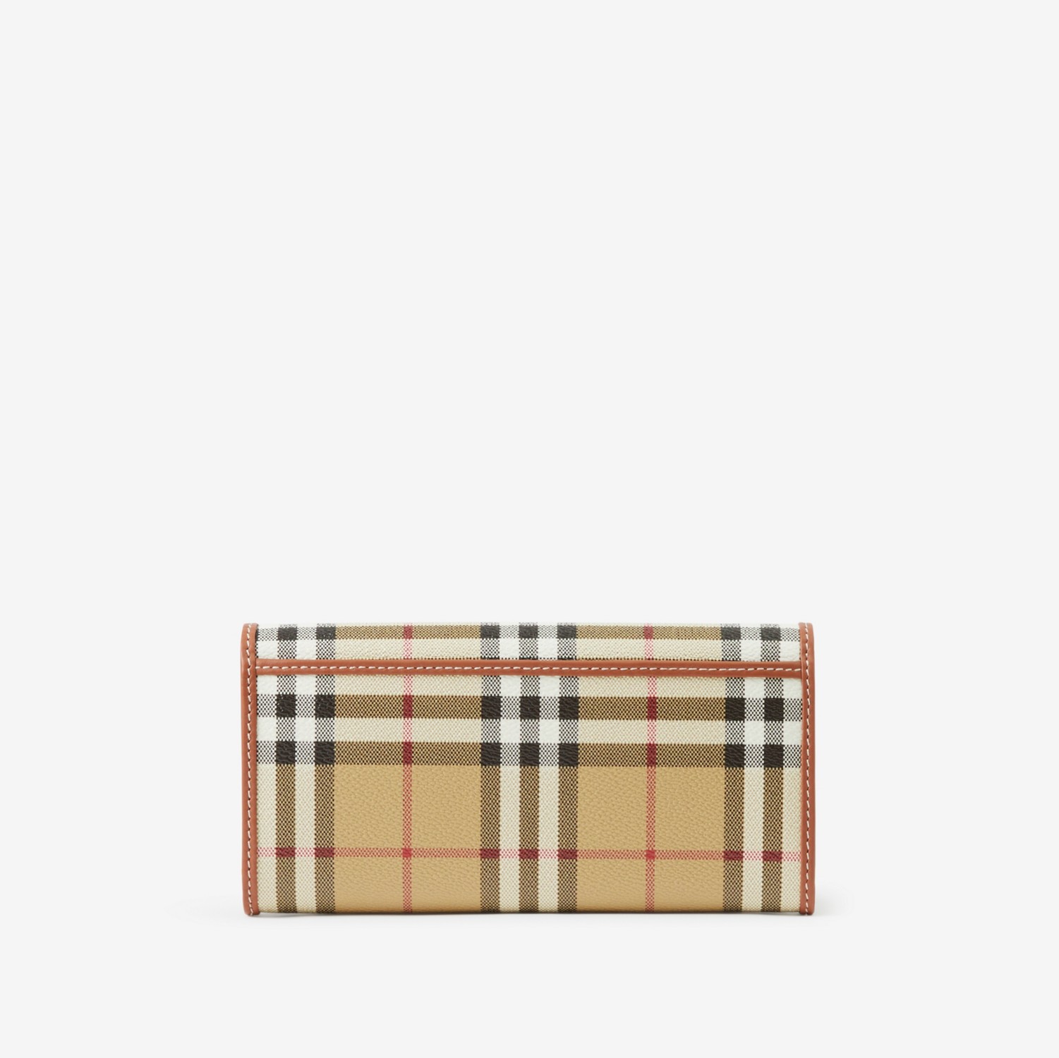 Check and Leather Continental Wallet in Archive Beige - Women | Burberry® Official