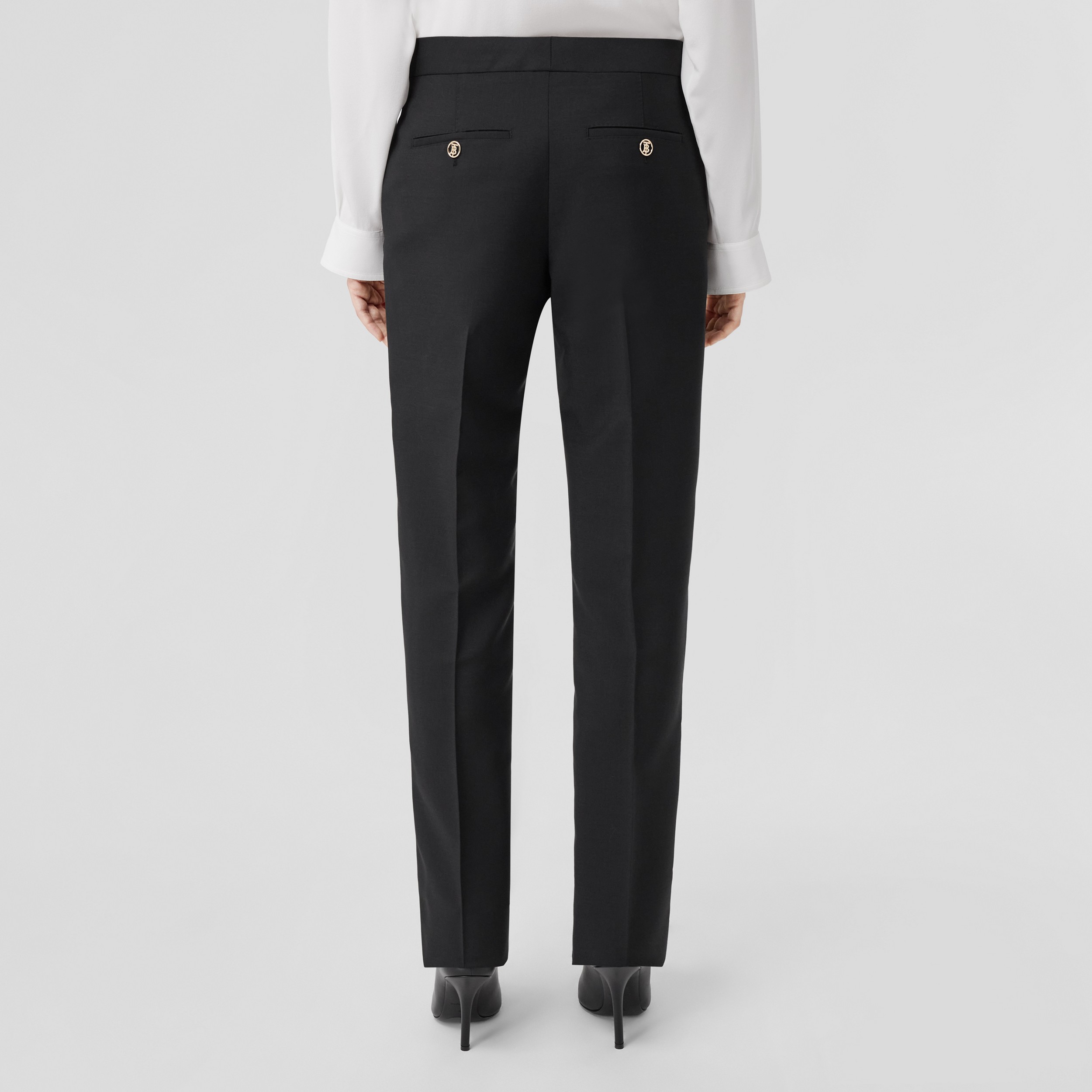Mohair Wool Tailored Trousers in Black - Women | Burberry® Official - 2