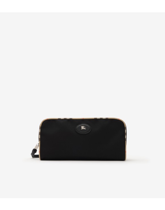 Large Check Trim Travel Pouch