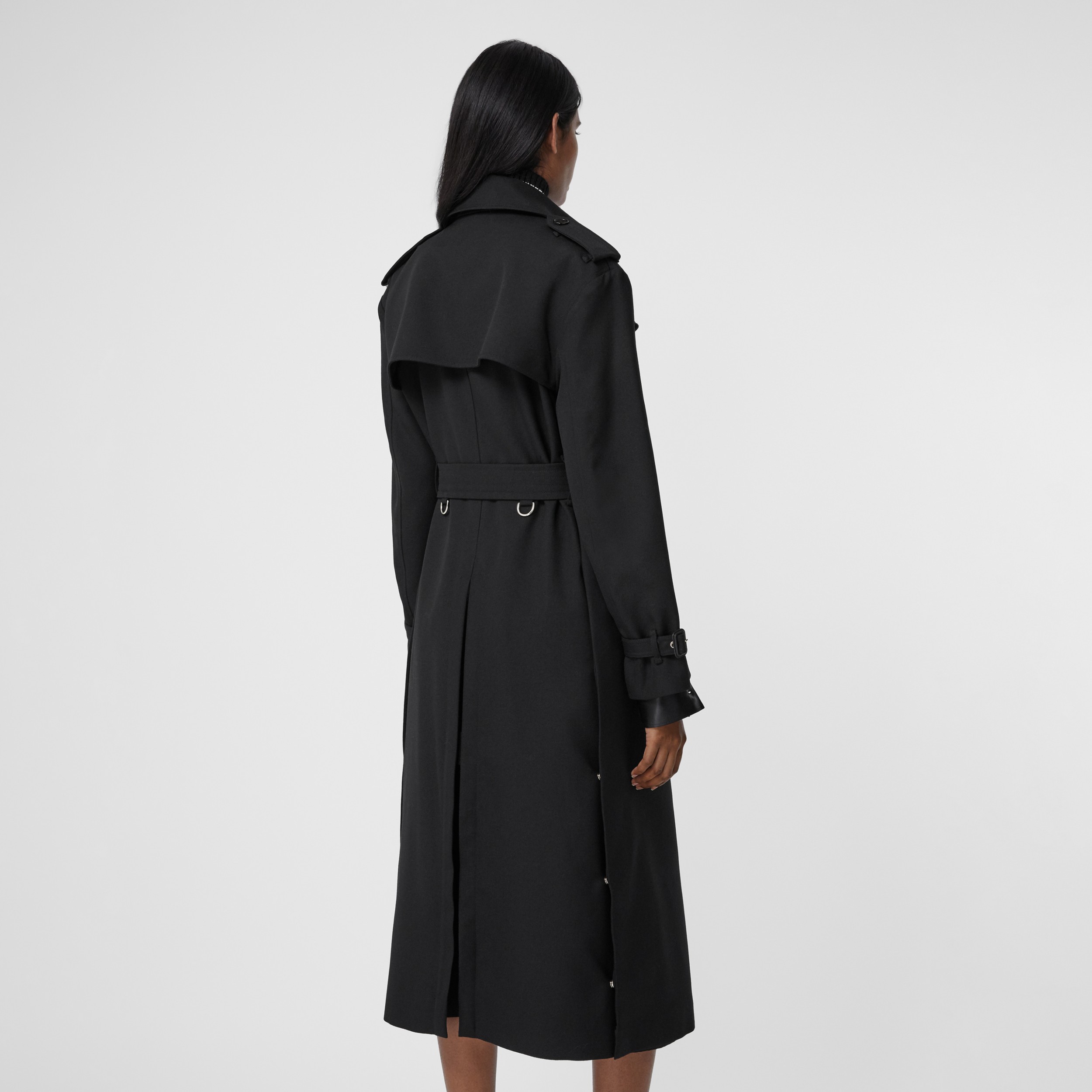 Silk Satin Panel Wool Loop-back Trench Coat in Black - Women | Burberry ...