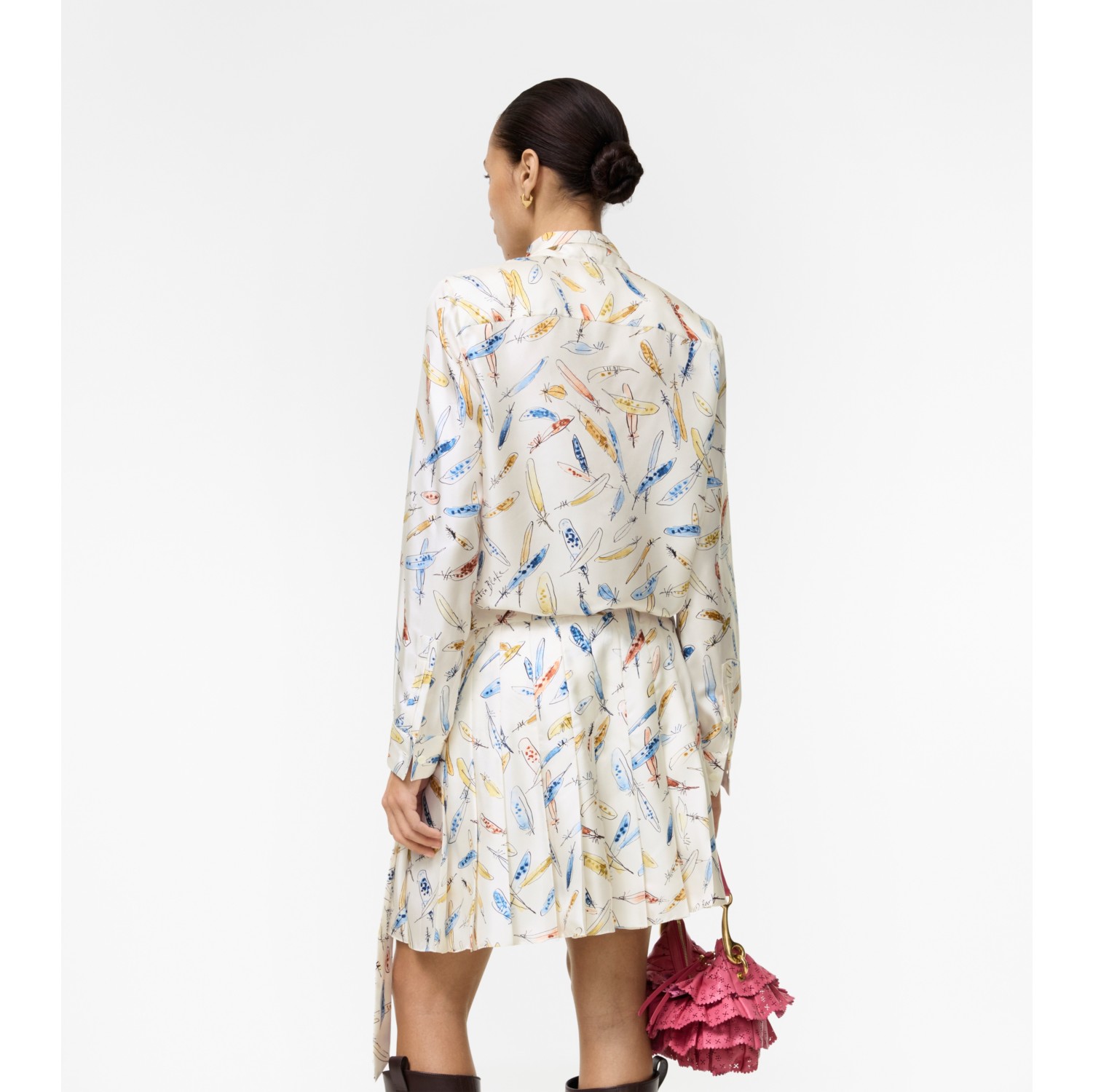 Feather Print Silk Scarf Blouse in Ink blue - Women | Burberry® Official