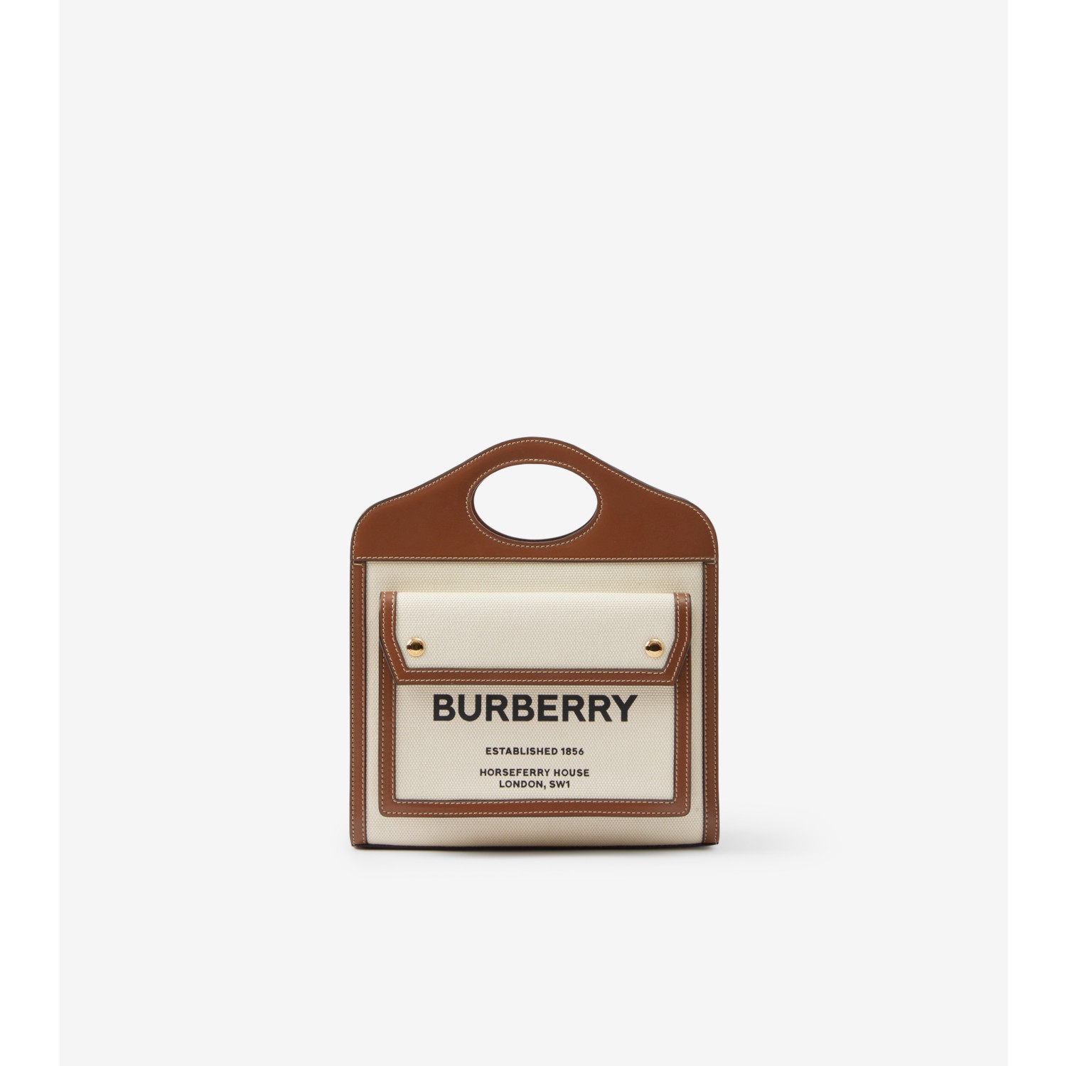 ミニ ポケットバッグ (ナチュラル／モルトブラウン) - ウィメンズ, キャンバス | Burberry®公式サイト