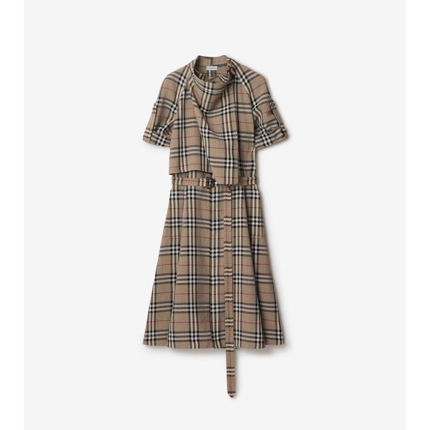 Check Silk Blend Trench Dress