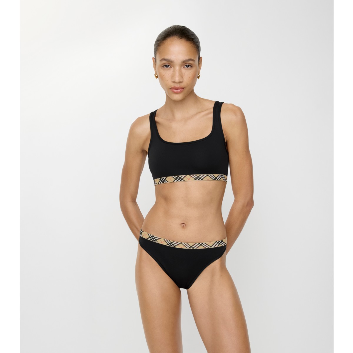  Check Trim Bikini Top