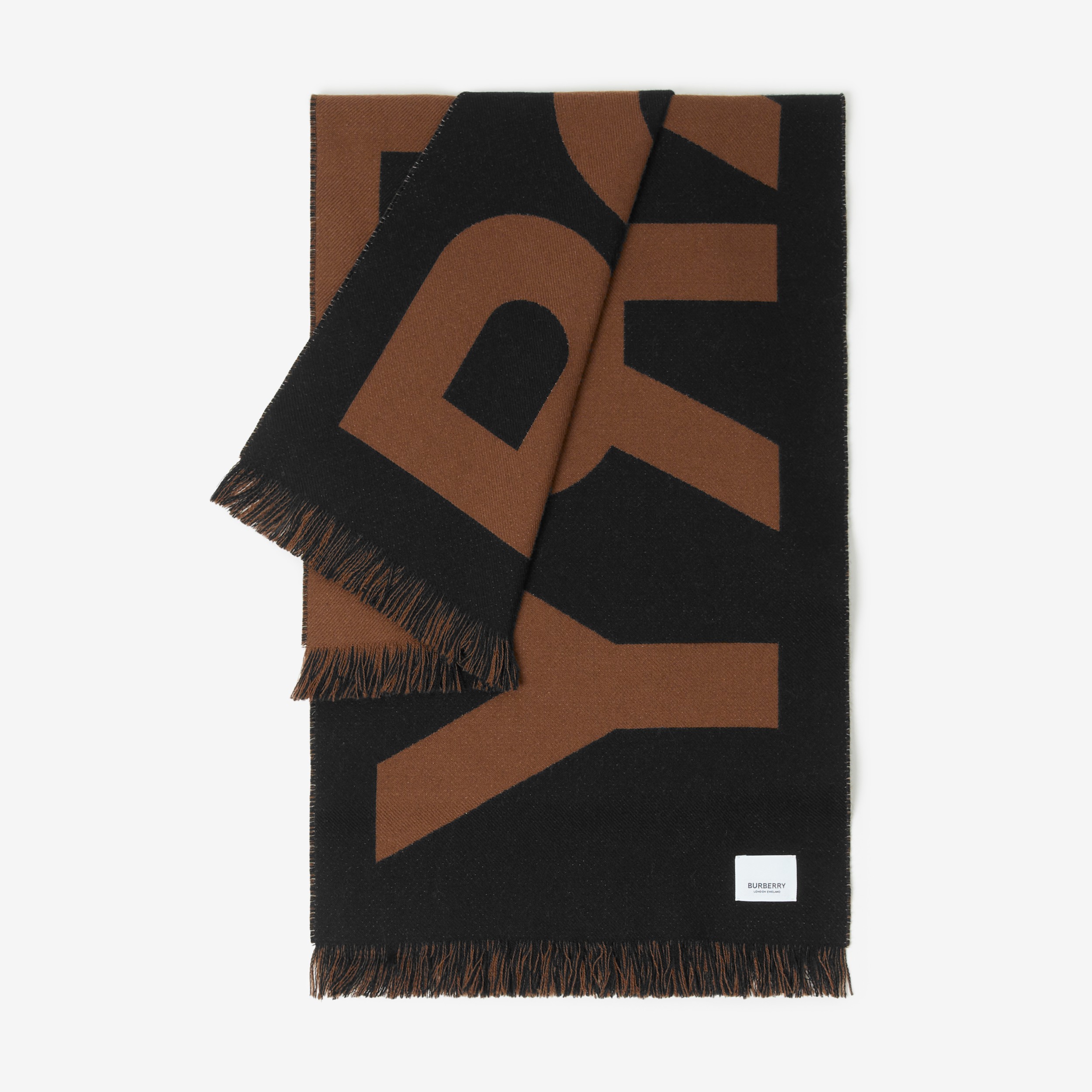 Écharpe en jacquard de laine avec logo (Bouleau Brun Foncé/noir) | Site officiel Burberry® - 3