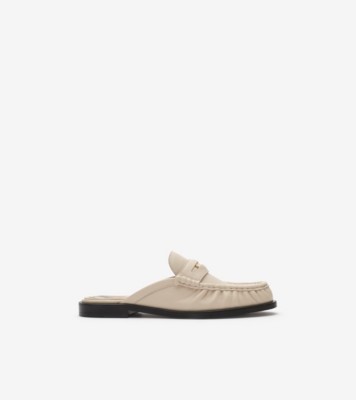 Leather Cadet Mules in Nutmeg beige - Women | Burberry® Official