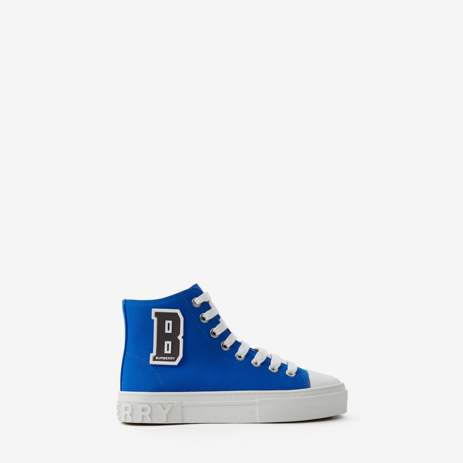 Letter Graphic Cotton High-top Sneakers in Canvas Blue - Children | Burberry® Official