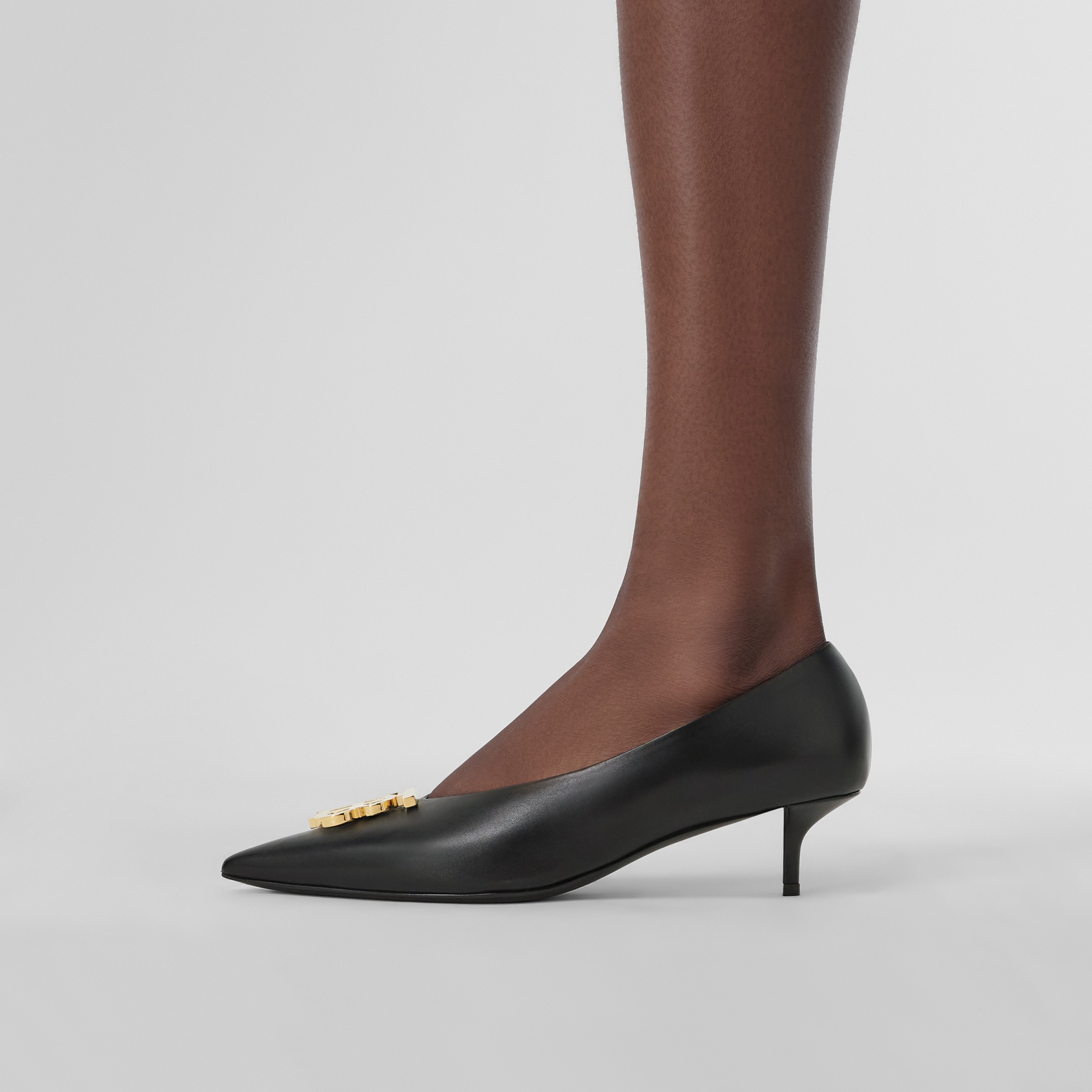 Monogram Motif Leather Point-toe Pumps in Black - Women | Burberry® Official - 3
