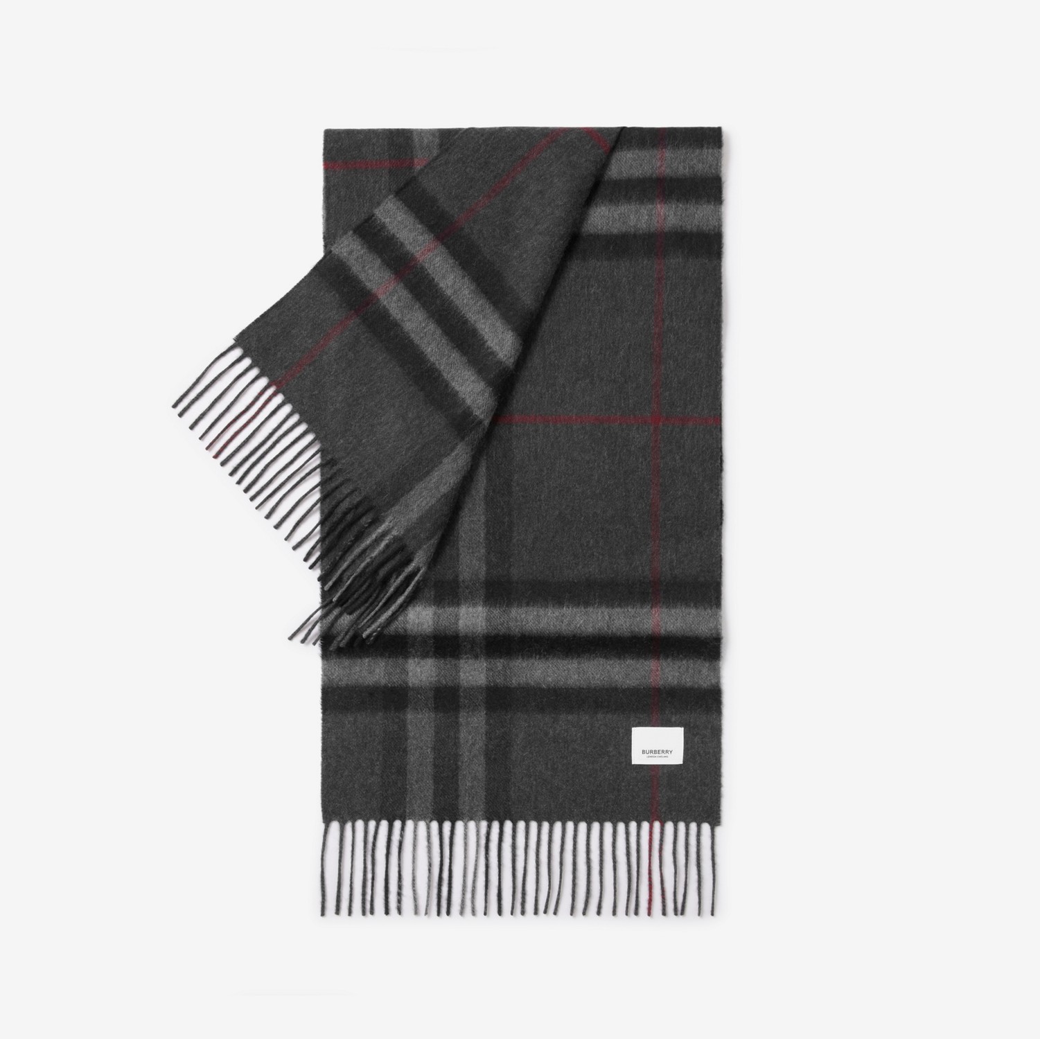 Burberry 格纹羊绒围巾 (炭灰色) | Burberry® 博柏利官网