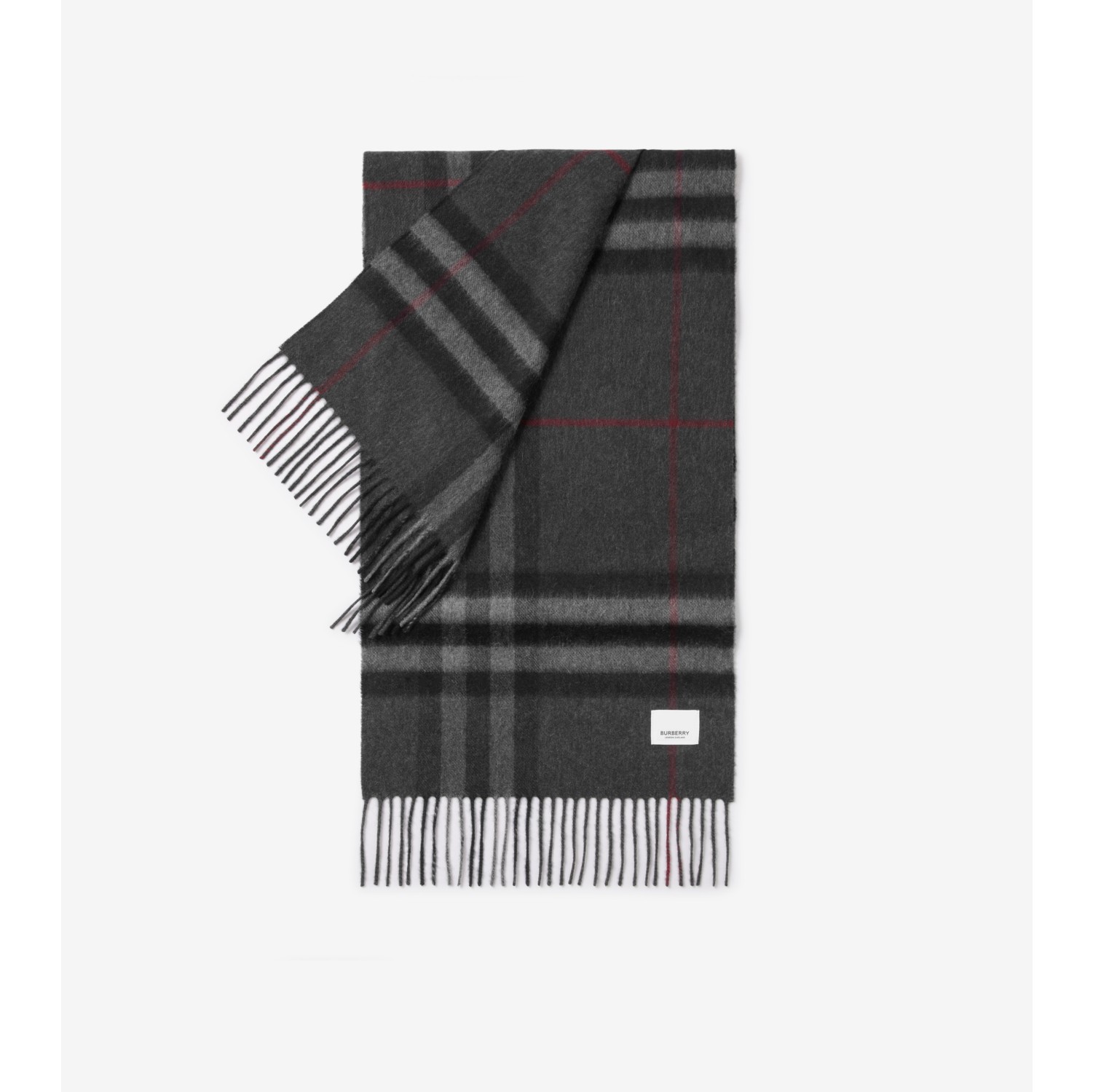 Check Cashmere Scarf in Charcoal Burberry Official